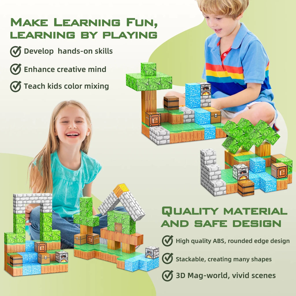 Magnetic Building Blocks - STEM Sensory Toy for Kids Ages 4-13 - Perfect Gift for Creative Play!