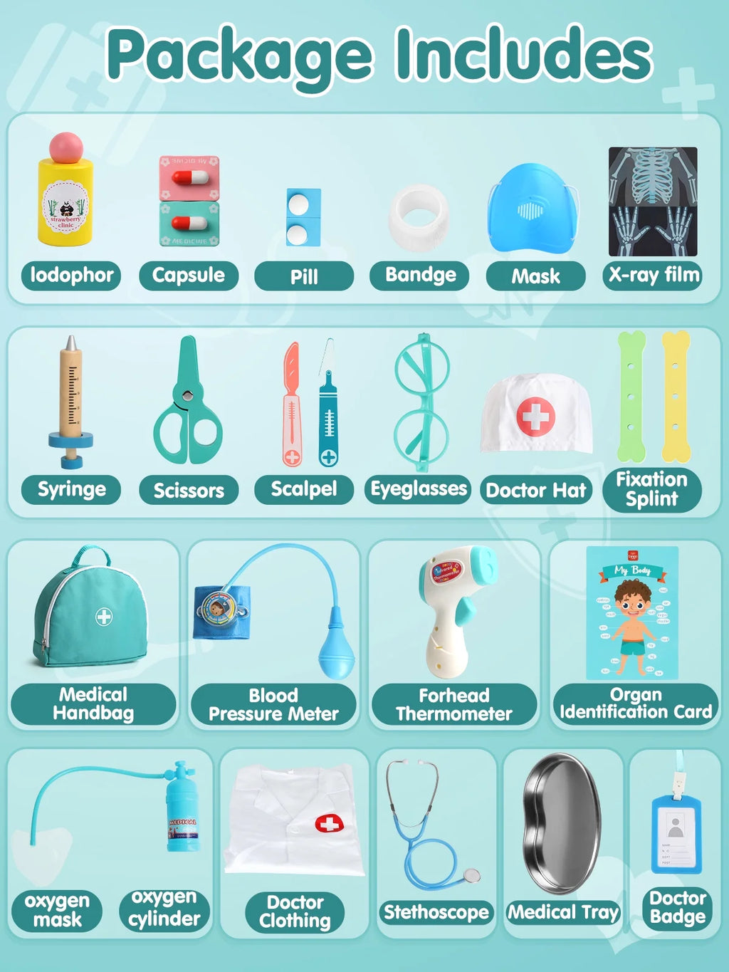 Ultimate 36PCS Realistic Kids Doctor Kit - Wooden Pretend Playset for Imaginative Play