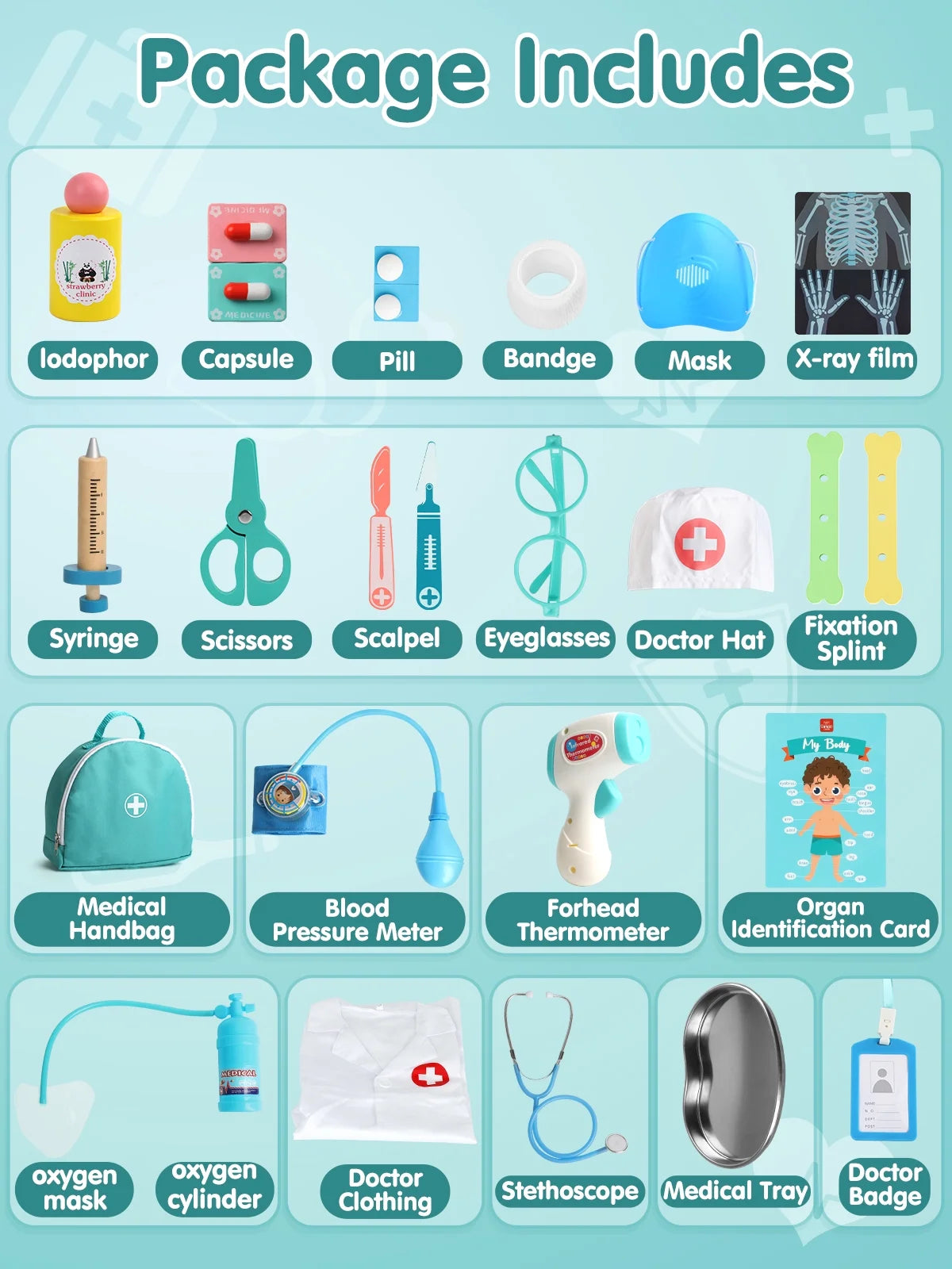 Ultimate 36PCS Realistic Kids Doctor Kit - Wooden Pretend Playset for Imaginative Play