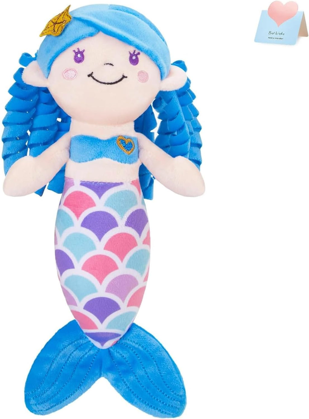 BLUE MERMAID STUFFED ANIMAL: PLUSH DOLL TOY, 12" 