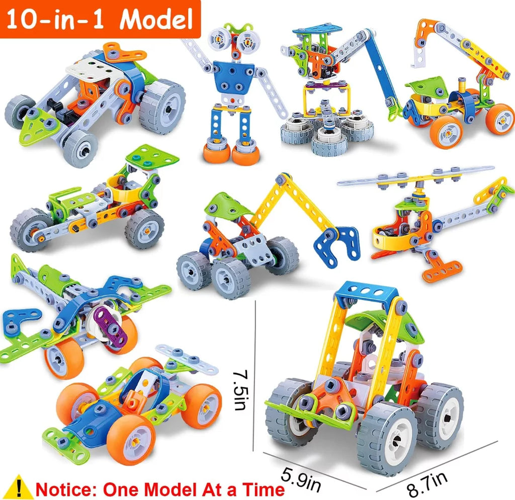 10-in-1 STEM Building Toys - Perfect Birthday and Christmas Gift for Boys Ages 4-8 - Fun and Educational Creative Activities!