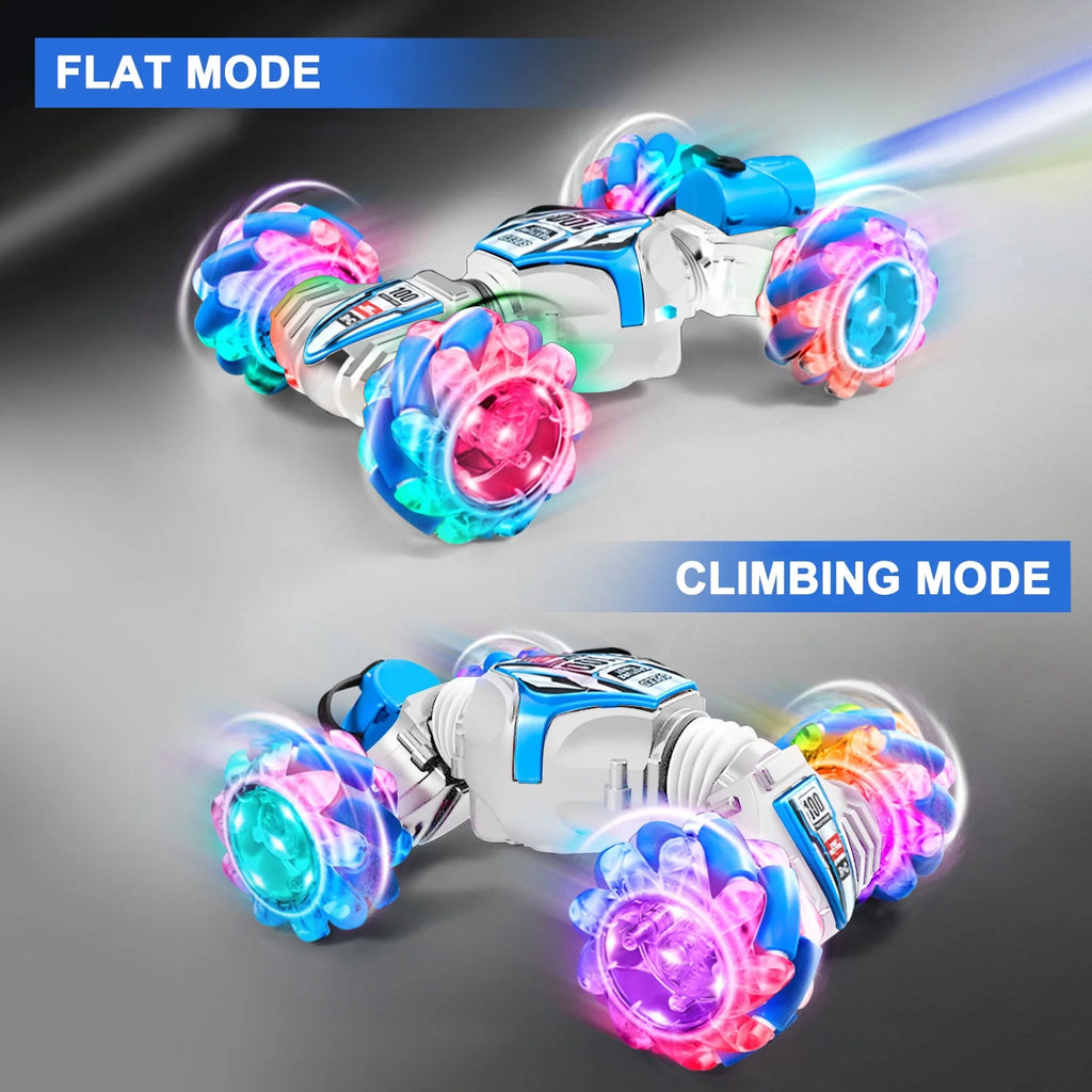 4WD Remote Control Stunt Car with Gesture Sensor, 2.4GHz Double-Sided Off-Road Vehicle Featuring Lights and Music, Ideal for Boys and Girls' Birthdays