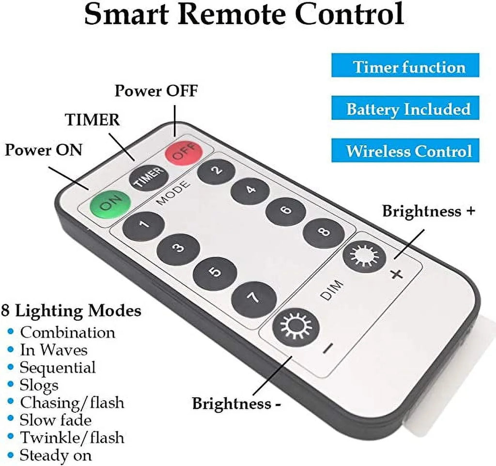 Christmas Decoration Curtain String Lights with Remote Control Timer, Christmas Lights, White, 300 Leds