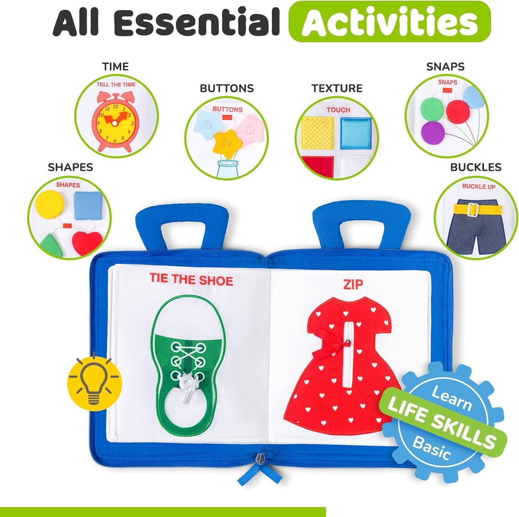 Montessori-Inspired Busy Book for Toddlers Aged 1-3 - Airplane-Themed Activities and Quiet Book for Early Learning, Ideal Gift for Boys and Girls