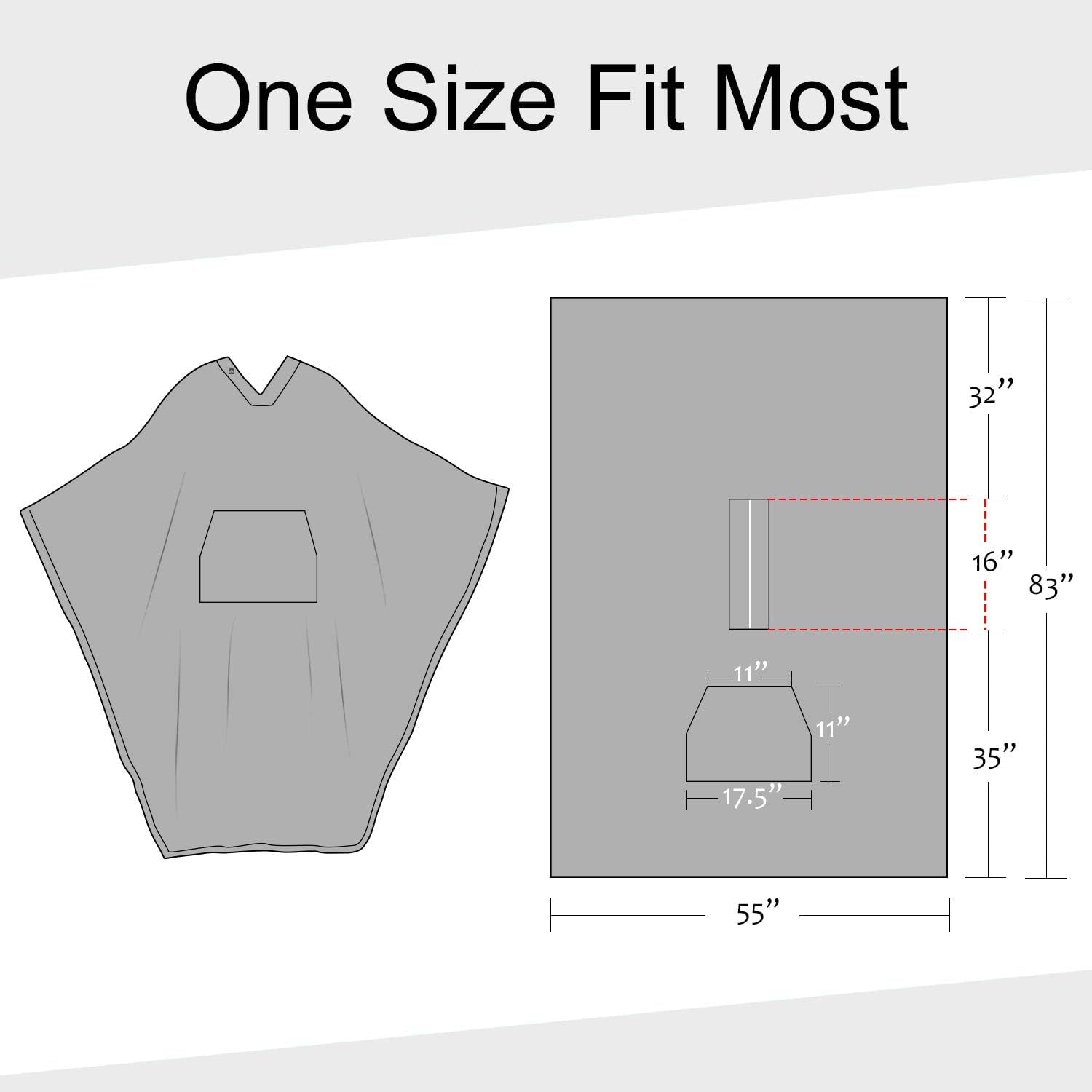 Super Soft Wearable Poncho Blanket - Cozy Plush Fleece Throw for Adults & Kids, Perfect for Indoor & Outdoor Use, 55''X 80'' Grey