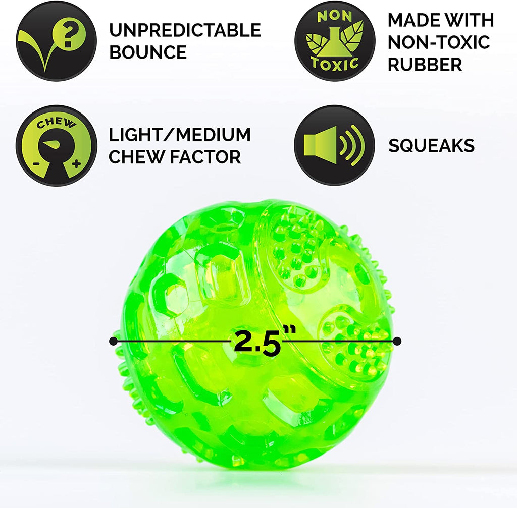 Durasqueak Floating Dog Ball Toy - Interactive Squeaky Fetch Toy, Perfect Alternative to Tennis Balls, 2.5 Inch Green
