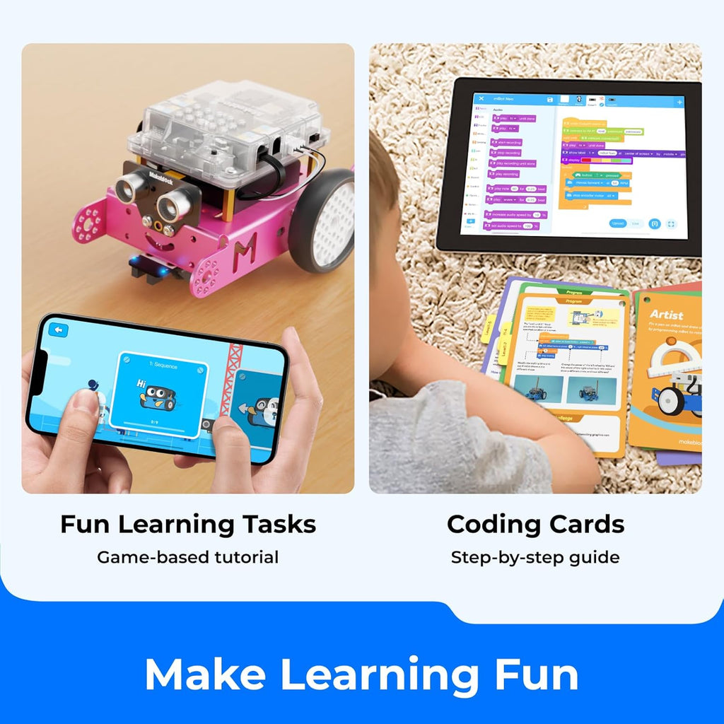 Mbot Robot Kit - Fun STEM Learning for Kids Ages 8-12! Code with Scratch & Arduino - Perfect Gift for Boys & Girls - Pink Edition