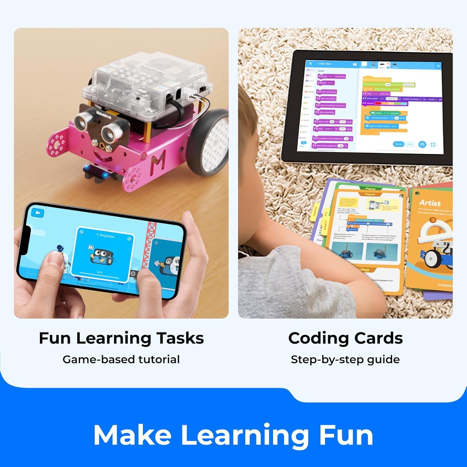 Mbot Robot Kit - Fun STEM Learning for Kids Ages 8-12! Code with Scratch & Arduino - Perfect Gift for Boys & Girls - Pink Edition