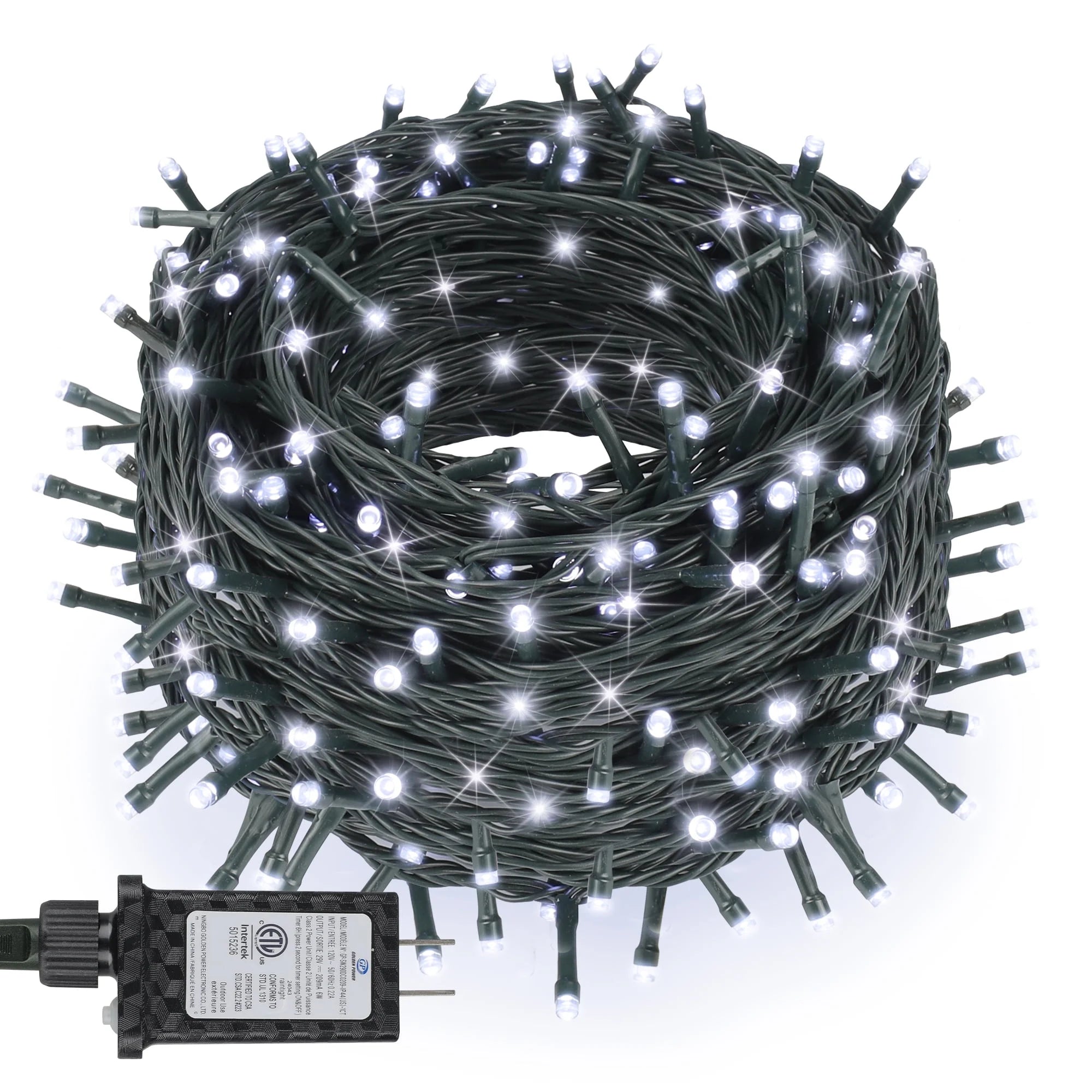 200Ft 600 LED Plug in Christmas Lights Green Wire Twinkle Christmas Tree Lights, White