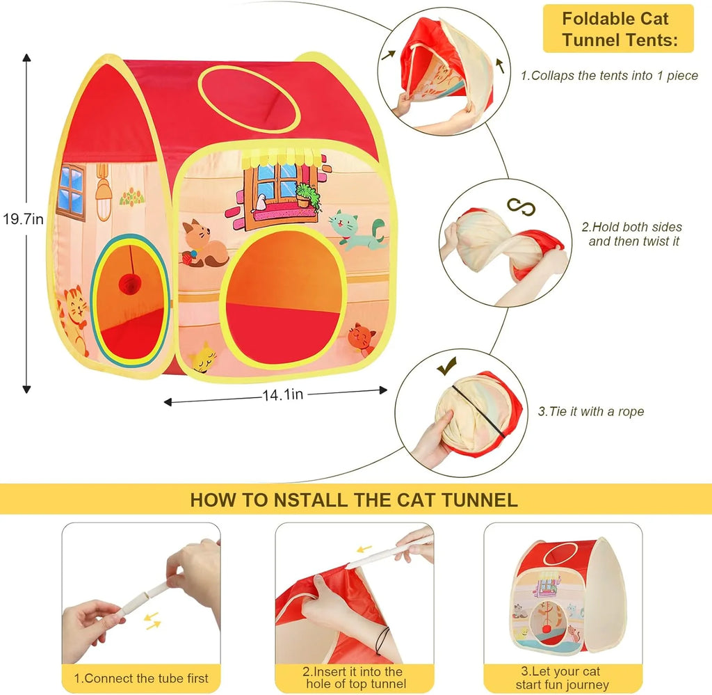 Ultimate 34-Piece Cat Toy Set - Interactive Tunnels, Wands & Catnip Teasers for Endless Fun!