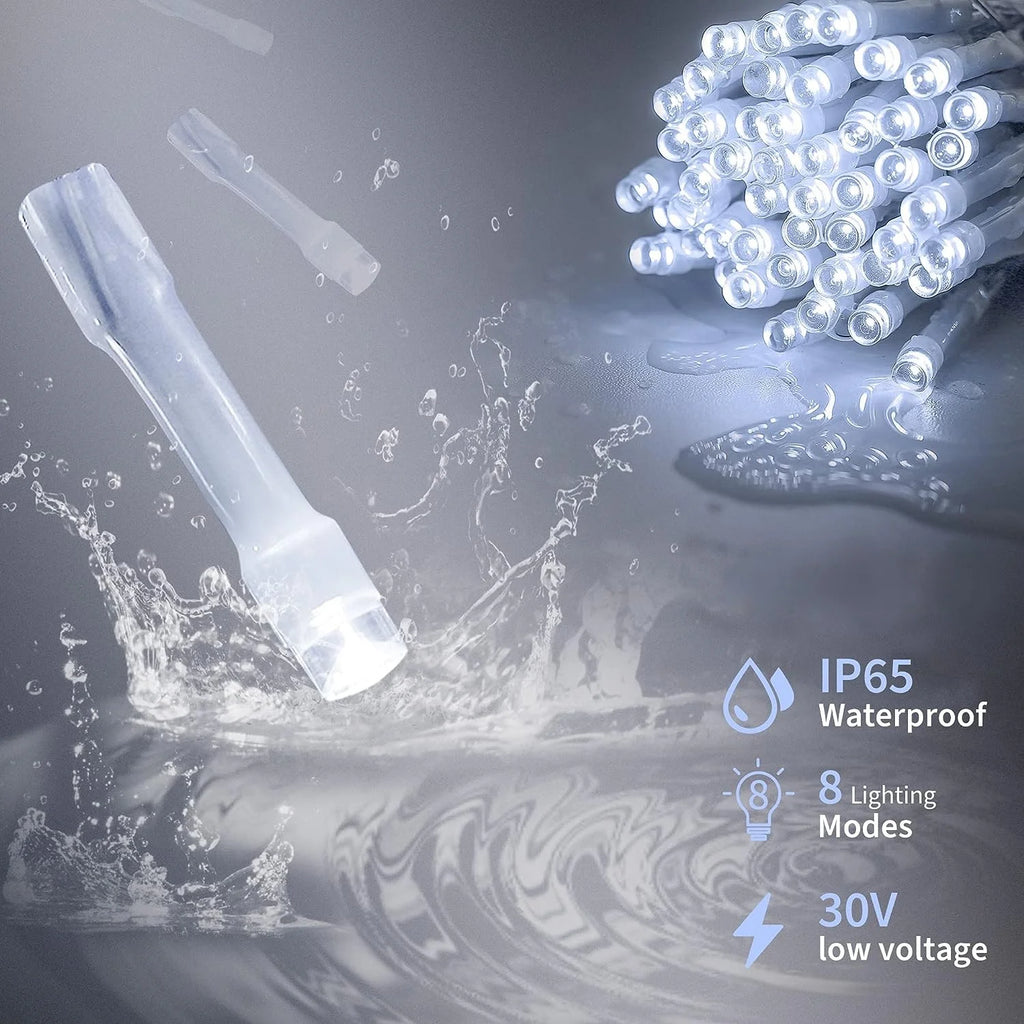 33Ft 410 LED Christmas String Lights White Fairy Lights Led Icicle Christmas Lights Plug-In for Christmas, Holiday, Wedding (Cool White)