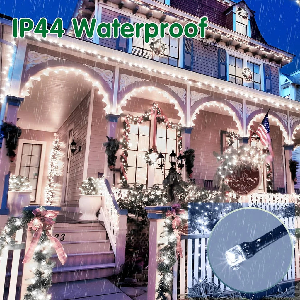 200Ft 600 LED Plug in Christmas Lights Green Wire Twinkle Christmas Tree Lights, White