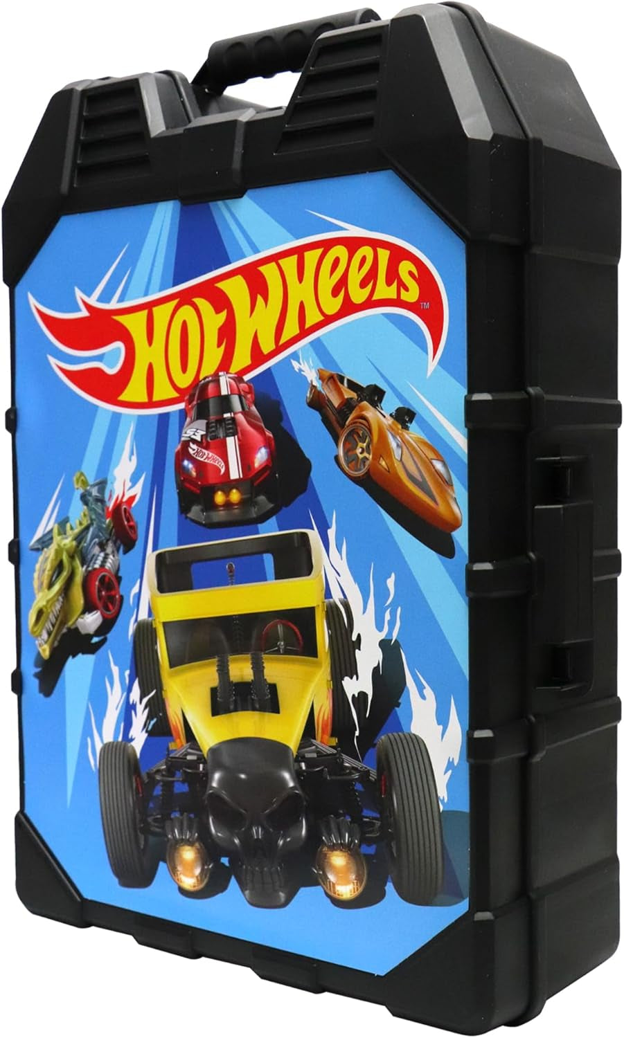 Hot Wheels 48-Car Storage Case - Sturdy Plastic Organizer with Handle for 1:64 Scale Die-Cast Toy Cars, Ideal for Travel and Display