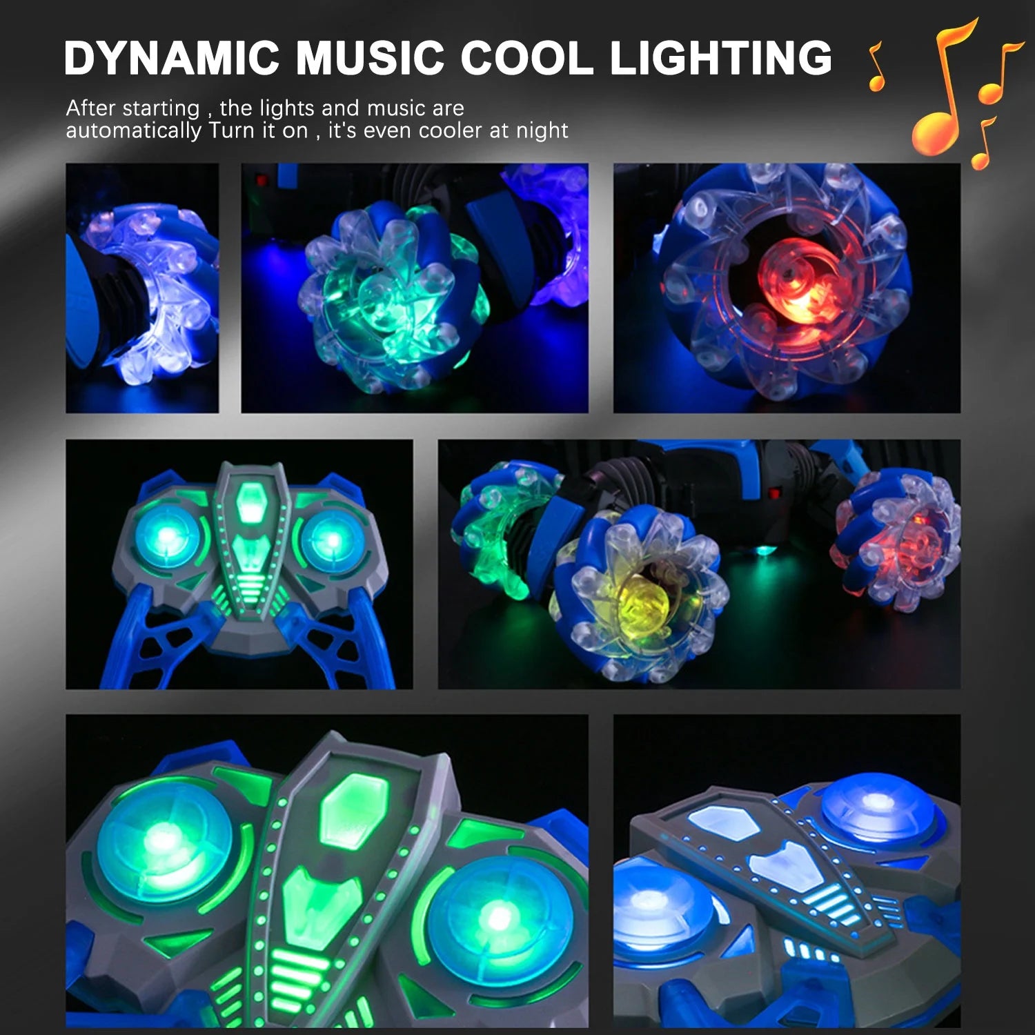 4WD Remote Control Stunt Car with Gesture Sensor, 2.4GHz Double-Sided Off-Road Vehicle Featuring Lights and Music, Ideal for Boys and Girls' Birthdays