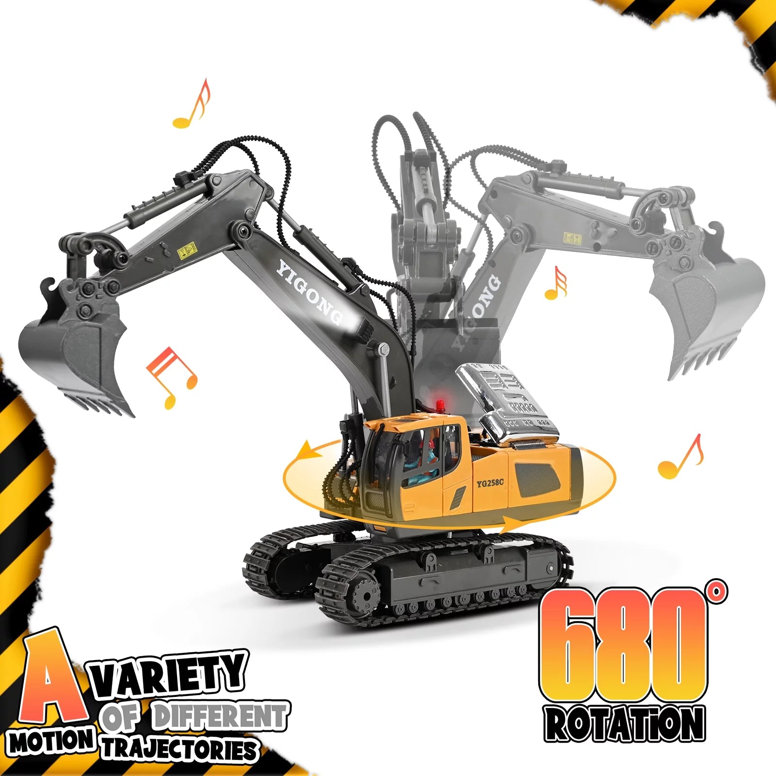 Ultimate 11-Channel Remote Control Excavator Toy - Rechargeable Construction Vehicle with Lights & Sounds - Perfect Gift for Kids Ages 3-12!