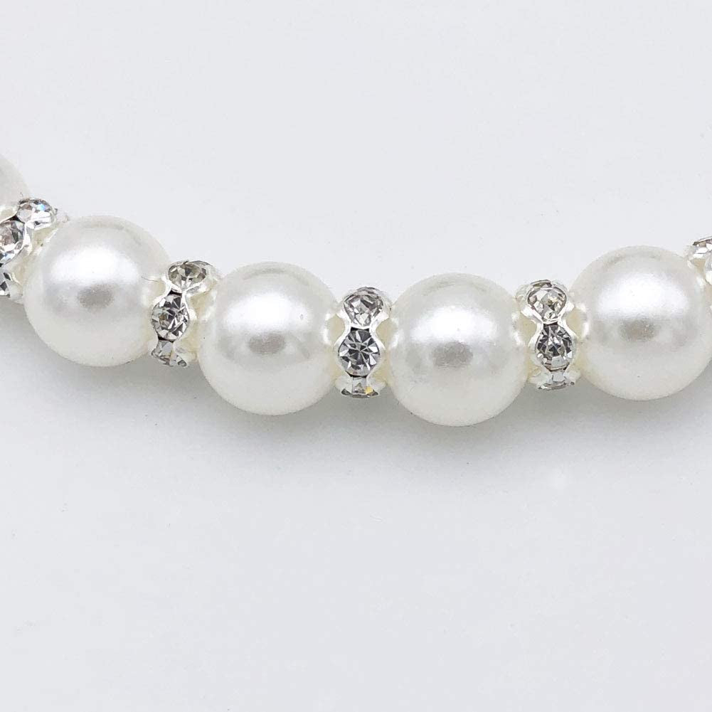 SPARKLING DIAMOND DOG PEARLS NECKLACE 
