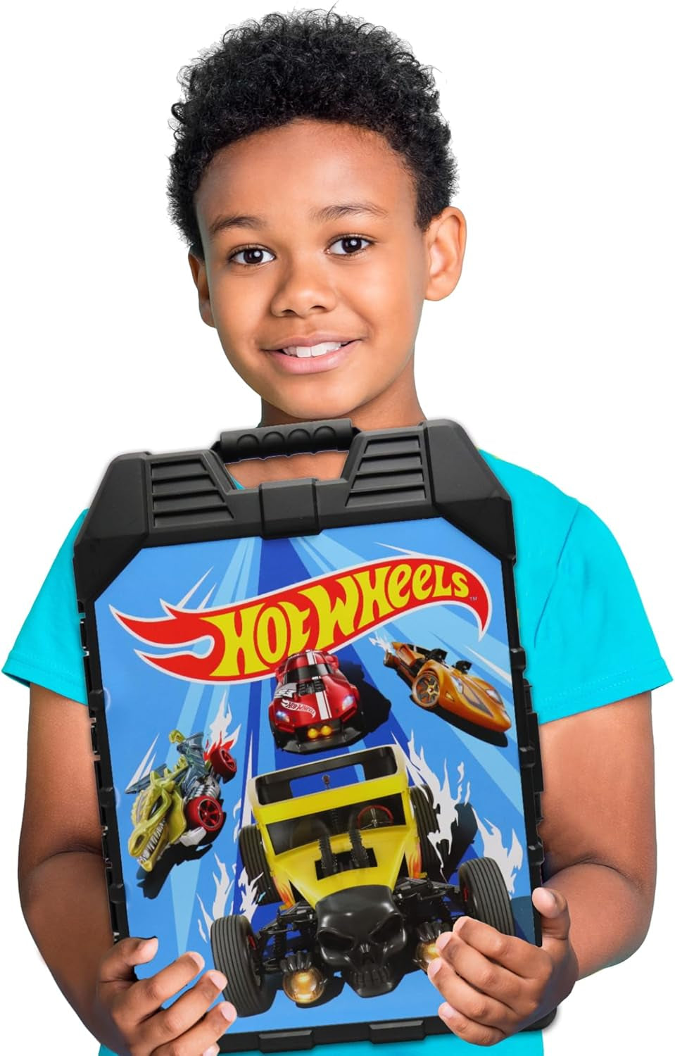 Hot Wheels 48-Car Storage Case - Sturdy Plastic Organizer with Handle for 1:64 Scale Die-Cast Toy Cars, Ideal for Travel and Display