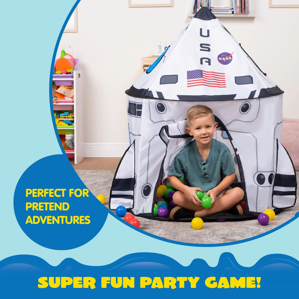 Rocket Ship Pop-Up Play Tent - Indoor & Outdoor Spaceship Playhouse for Kids