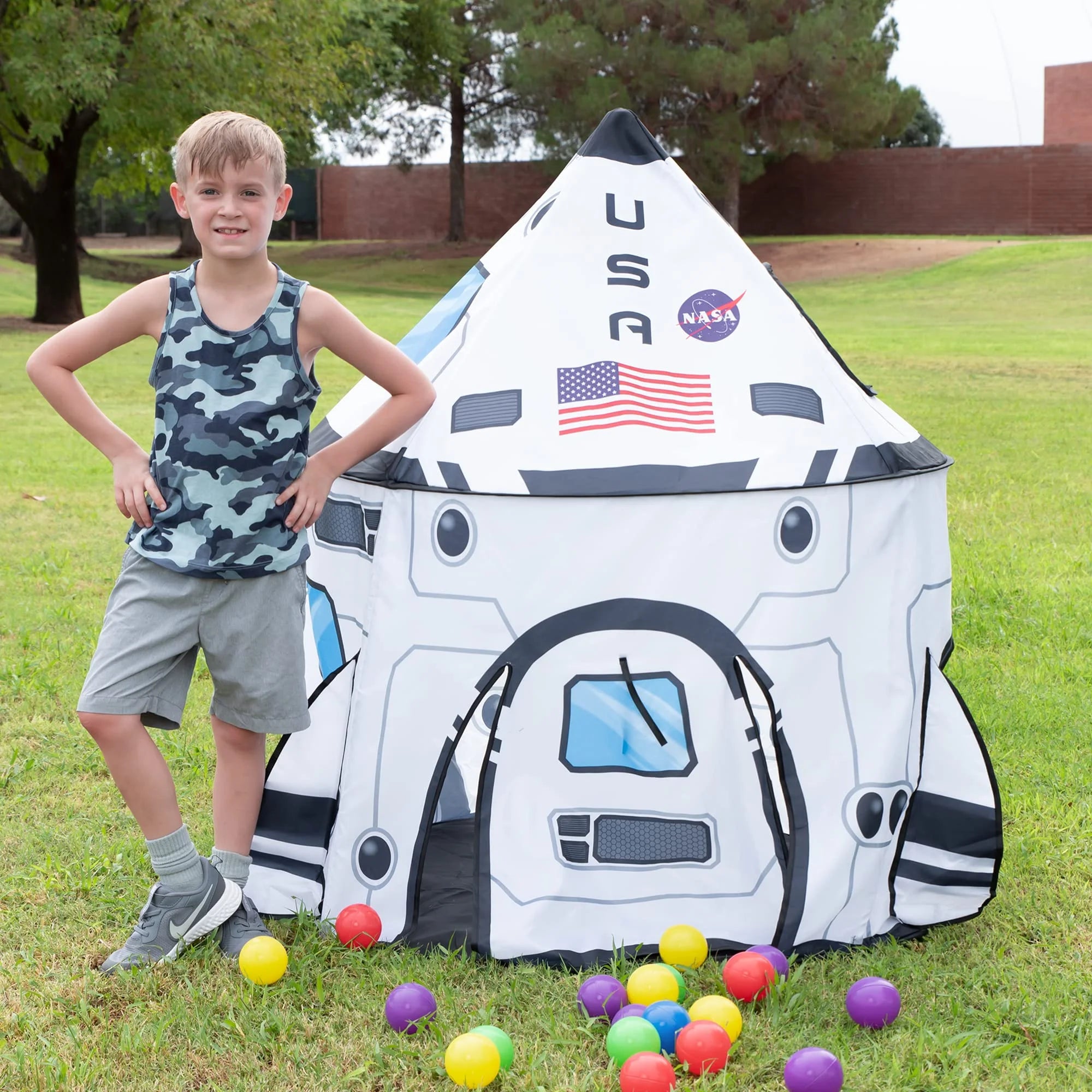 Rocket Ship Pop-Up Play Tent - Indoor & Outdoor Spaceship Playhouse for Kids