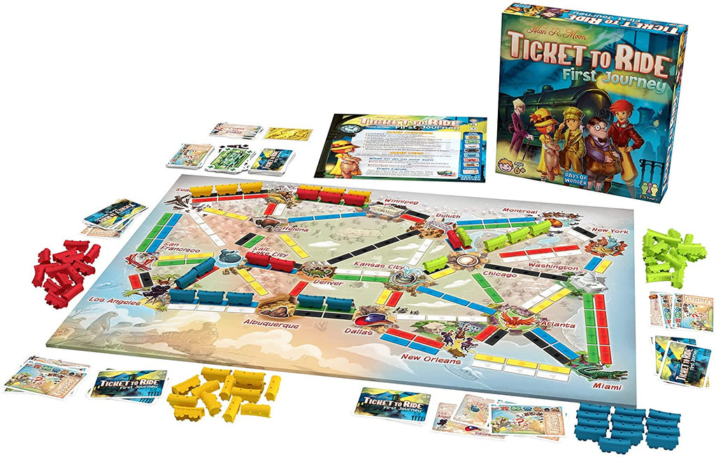 Ticket to Ride: First Journey - Engaging Board Game for Young Explorers, Family-Friendly Train Strategy Game for Ages 6+, 2-4 Players, 15-30 Minutes Playtime