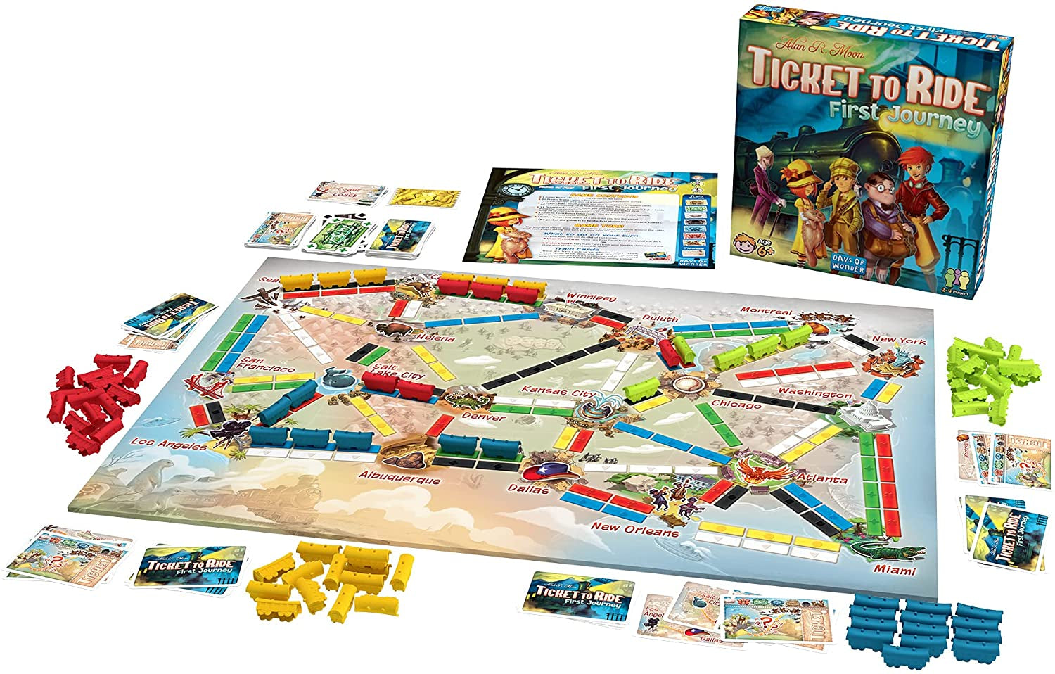 Ticket to Ride: First Journey - Engaging Board Game for Young Explorers, Family-Friendly Train Strategy Game for Ages 6+, 2-4 Players, 15-30 Minutes Playtime