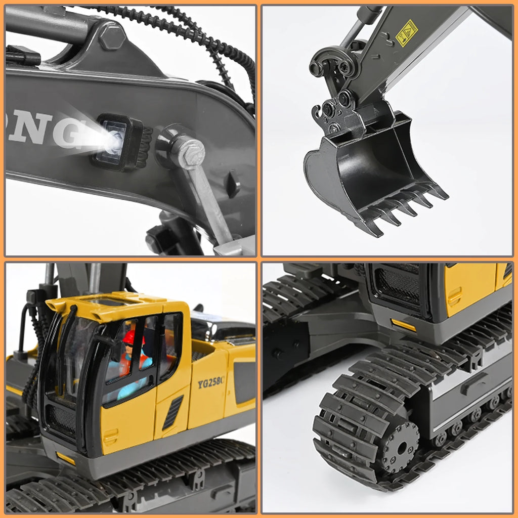 Ultimate 11-Channel Remote Control Excavator Toy - Rechargeable Construction Vehicle with Lights & Sounds - Perfect Gift for Kids Ages 3-12!