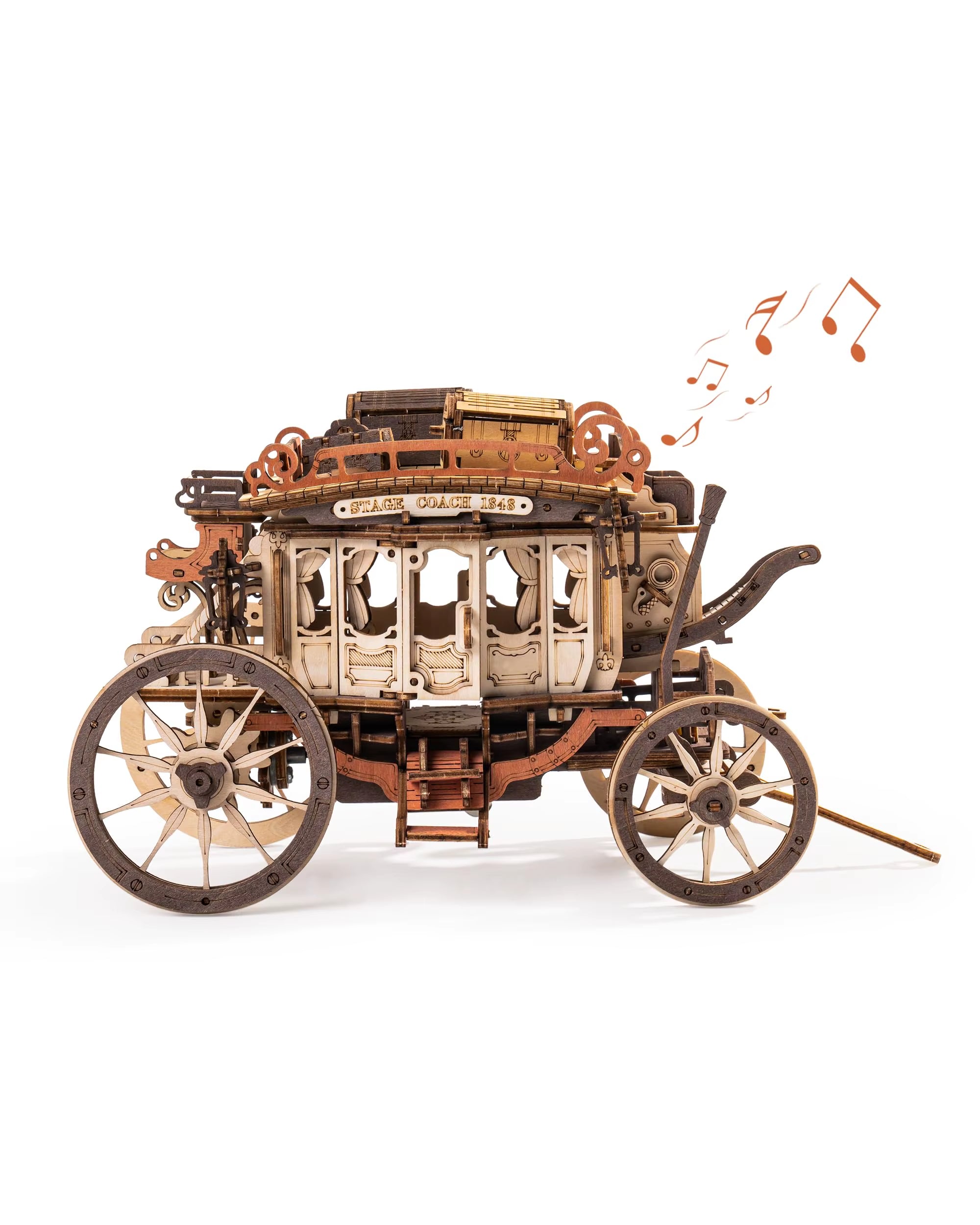 Enchanting  Rokr Stagecoach Music Box 3D Wooden Puzzle - Perfect Gift for Birthdays, Anniversaries & Hobbyists! Easy to Build STEM Kit for Adults