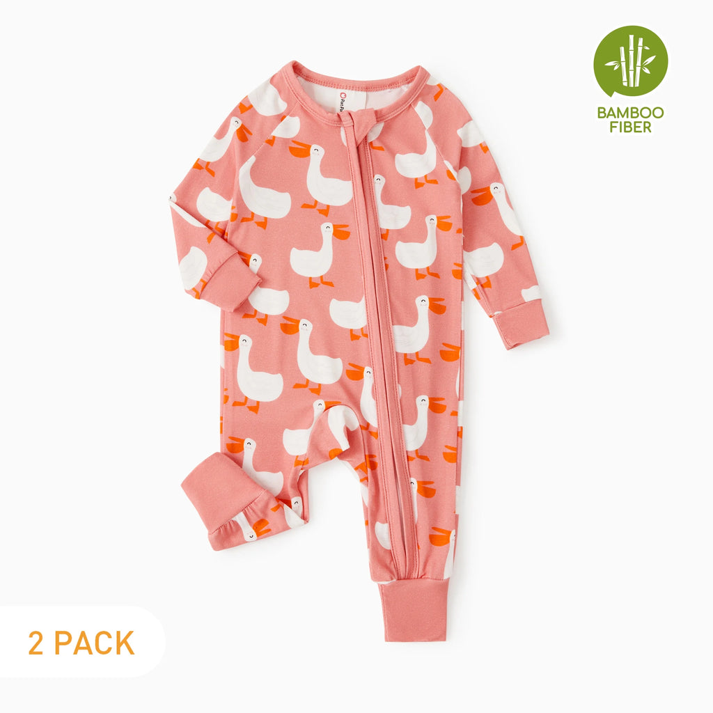 Baby Girl Clothes Unisex Viscose from Bamboo Footless Zip Sleepwear Long Sleeve Snug Fit Baby Pajamas for Newborn Infant Boys Girls Baby Gifts Sleeper 2Pack,0-3 Months