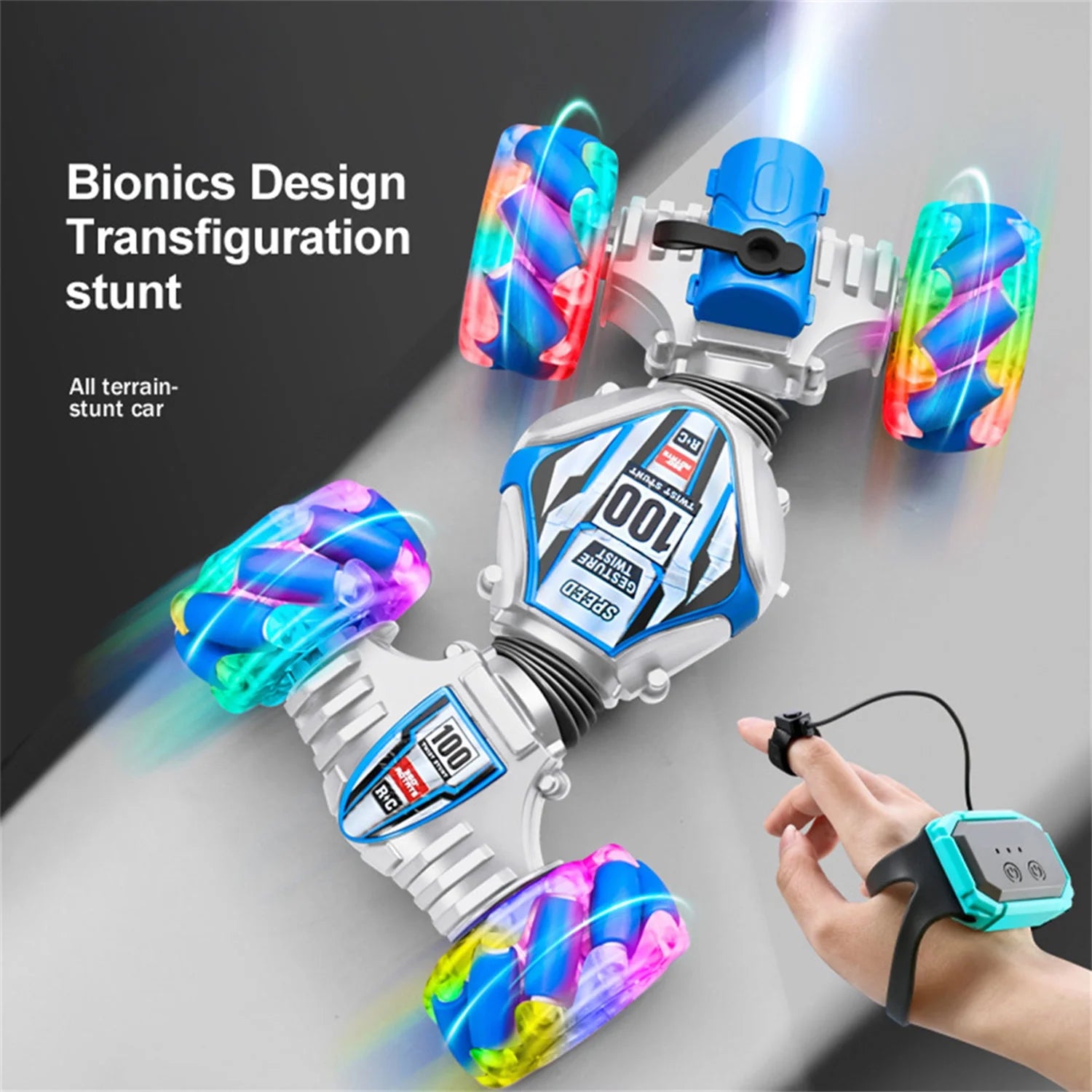4WD Remote Control Stunt Car with Gesture Sensor, 2.4GHz Double-Sided Off-Road Vehicle Featuring Lights and Music, Ideal for Boys and Girls' Birthdays