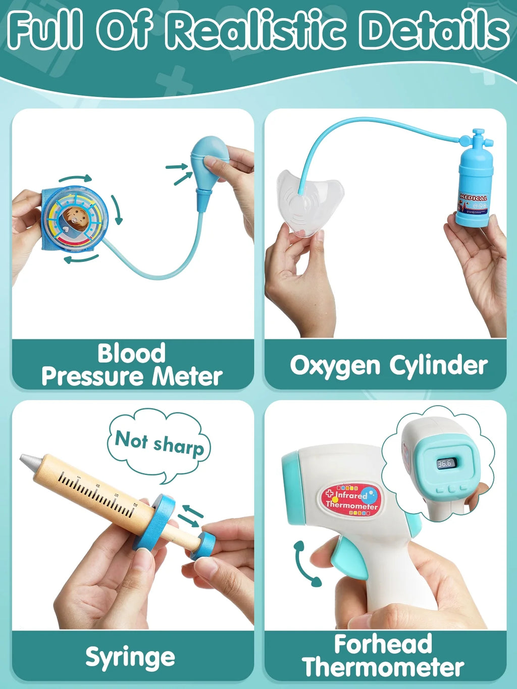 Ultimate 36PCS Realistic Kids Doctor Kit - Wooden Pretend Playset for Imaginative Play