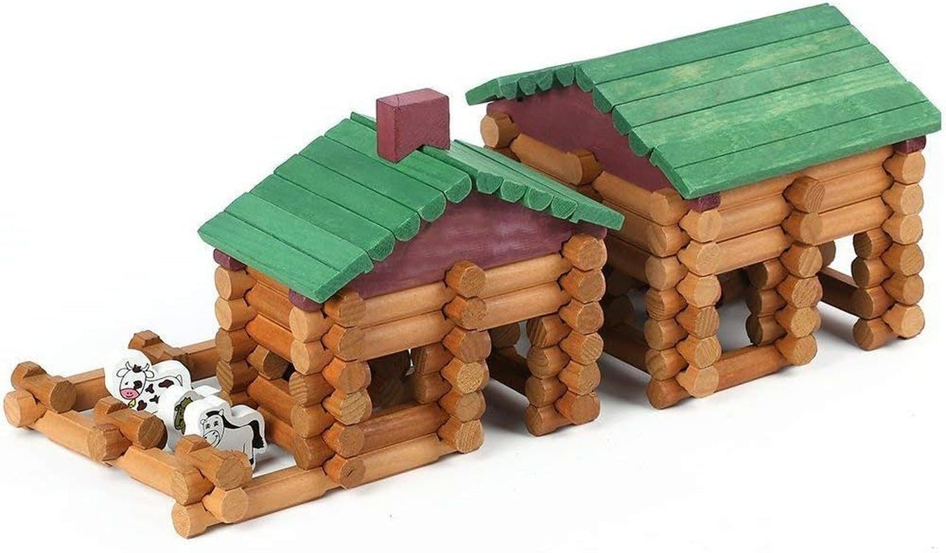 170-Piece Classic Wooden Building Log Set - Creative Construction Educational Gift for Children Ages 3 and Up