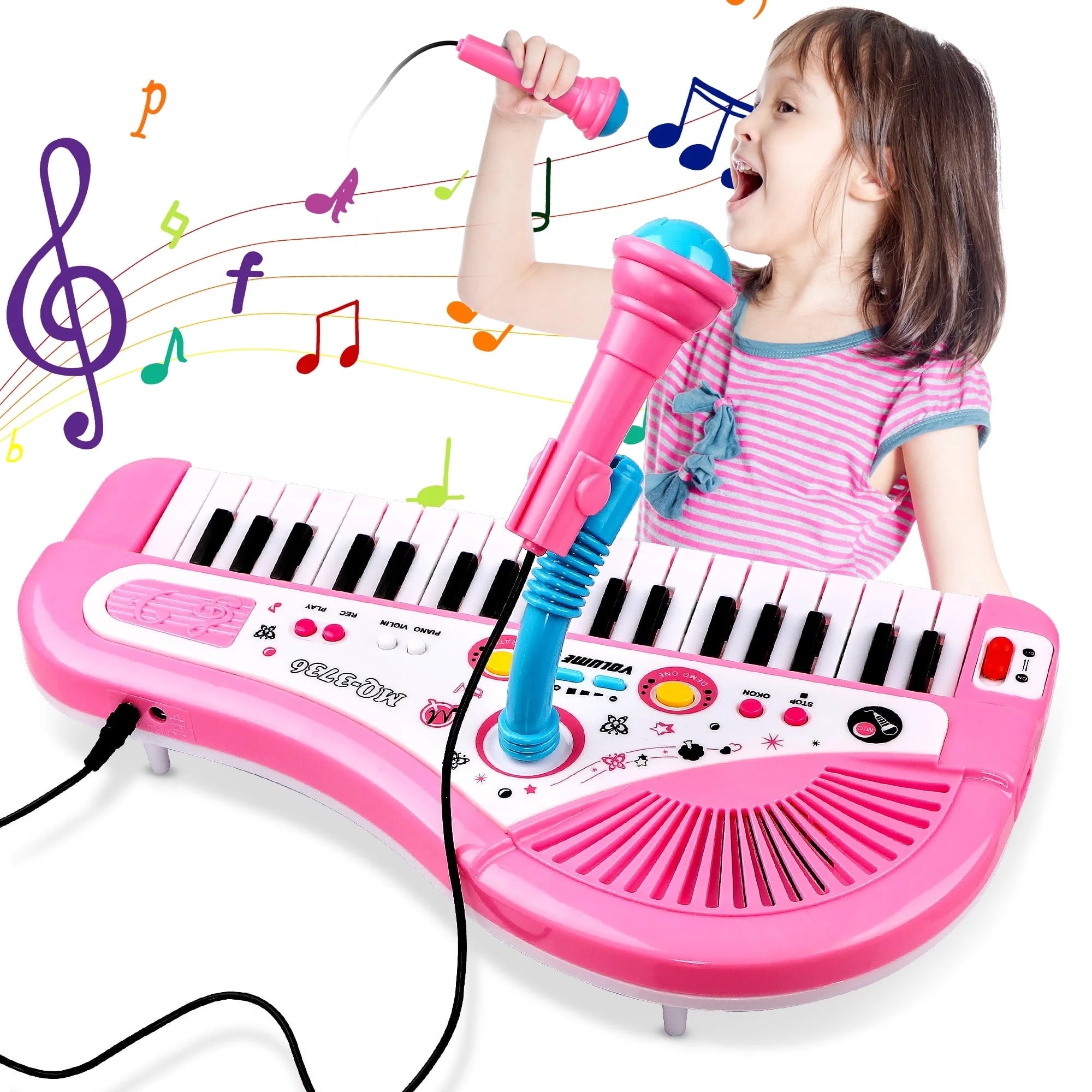 Pink Musical Baby Piano with Microphone - Perfect Birthday Gift for Toddlers and Kids Aged 1-8!