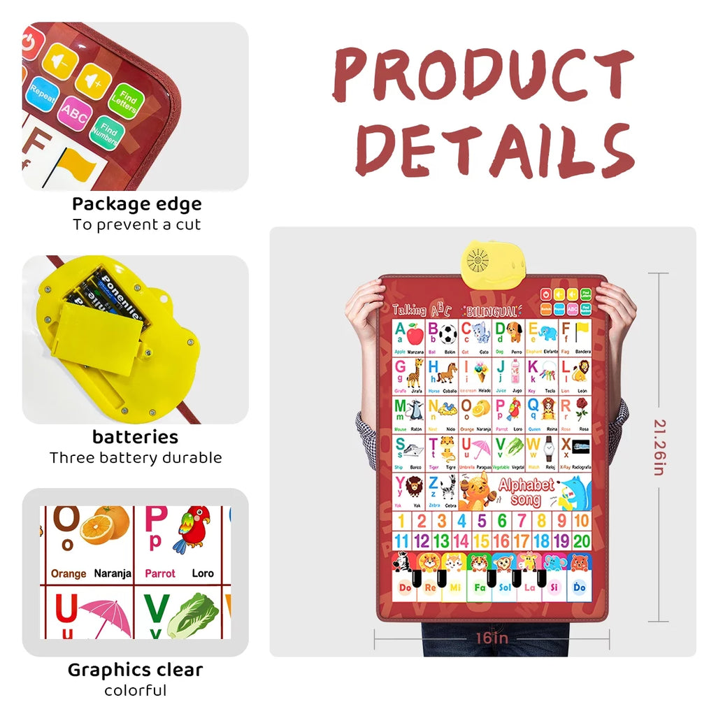 Electronic Alphabet Wall Chart: Learning Toy Ages 2-6: English & Spanish