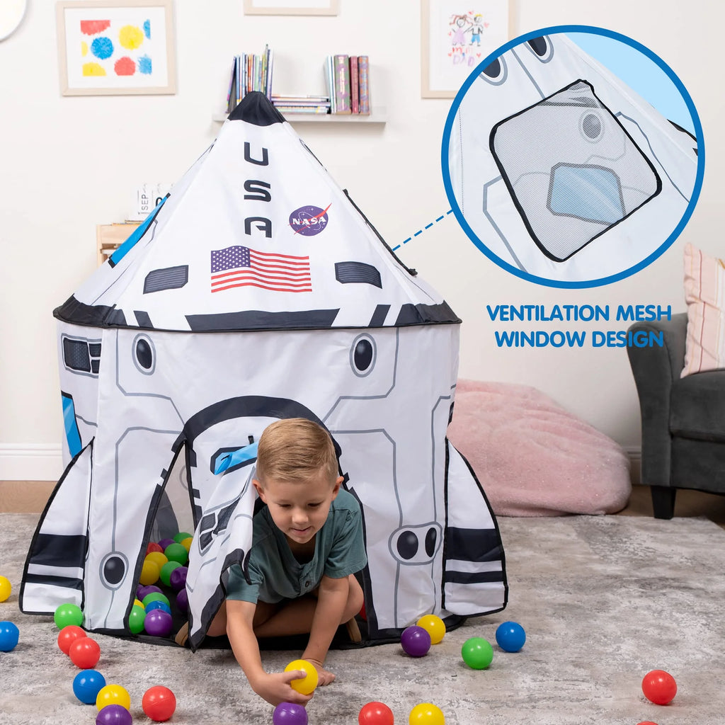 Rocket Ship Pop-Up Play Tent - Indoor & Outdoor Spaceship Playhouse for Kids
