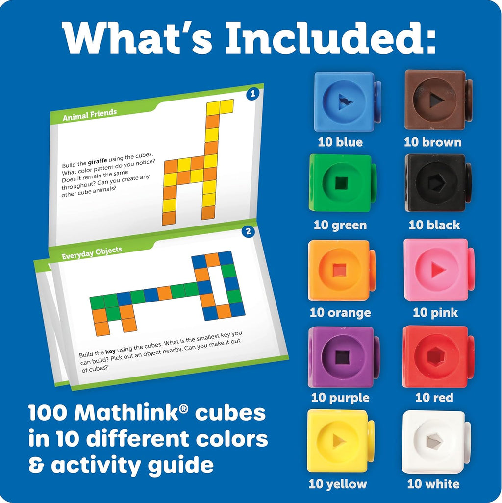 STEM Explorers Mathlink Builders - 100-Piece Set for Ages 5+, Engaging Kindergarten STEM Activities and Math Games with Linking and Connecting Cubes