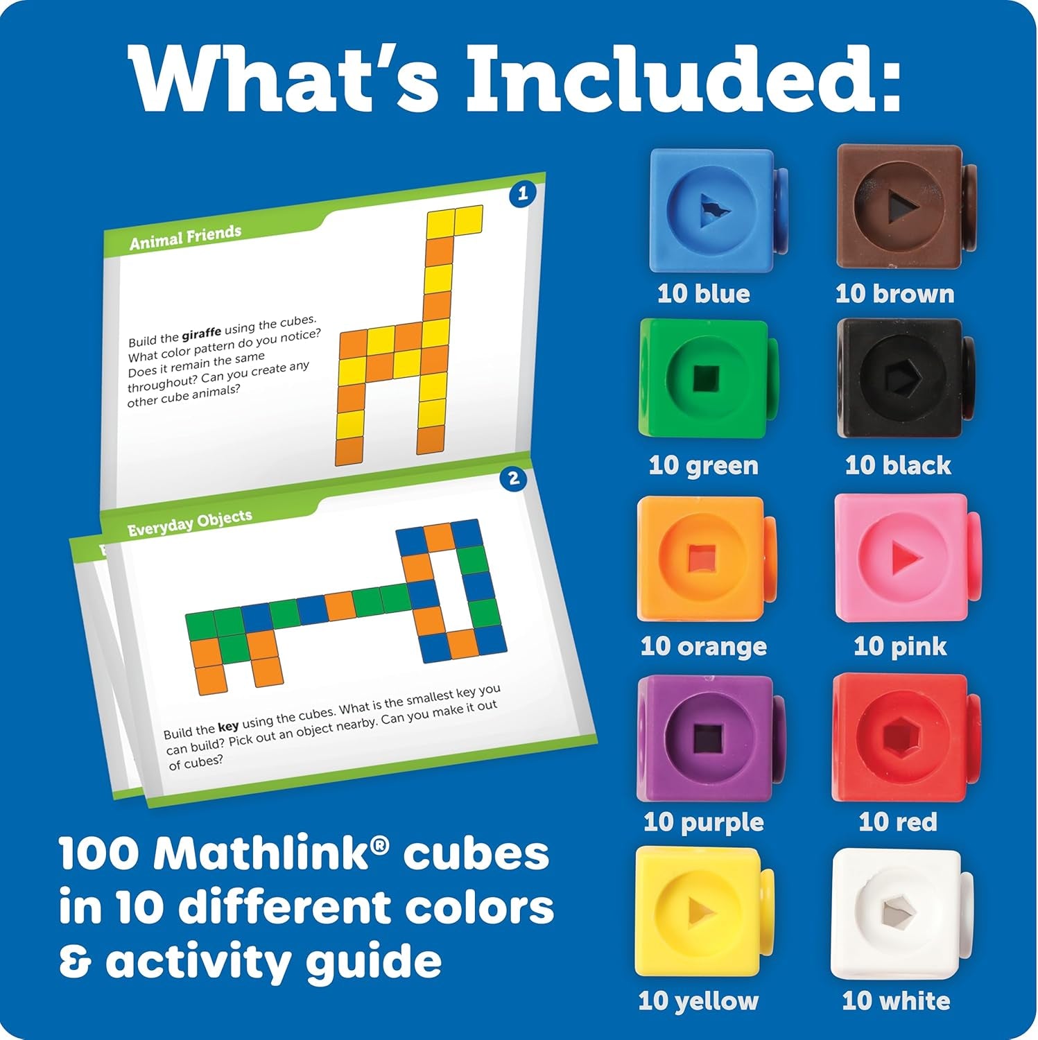 STEM Explorers Mathlink Builders - 100-Piece Set for Ages 5+, Engaging Kindergarten STEM Activities and Math Games with Linking and Connecting Cubes