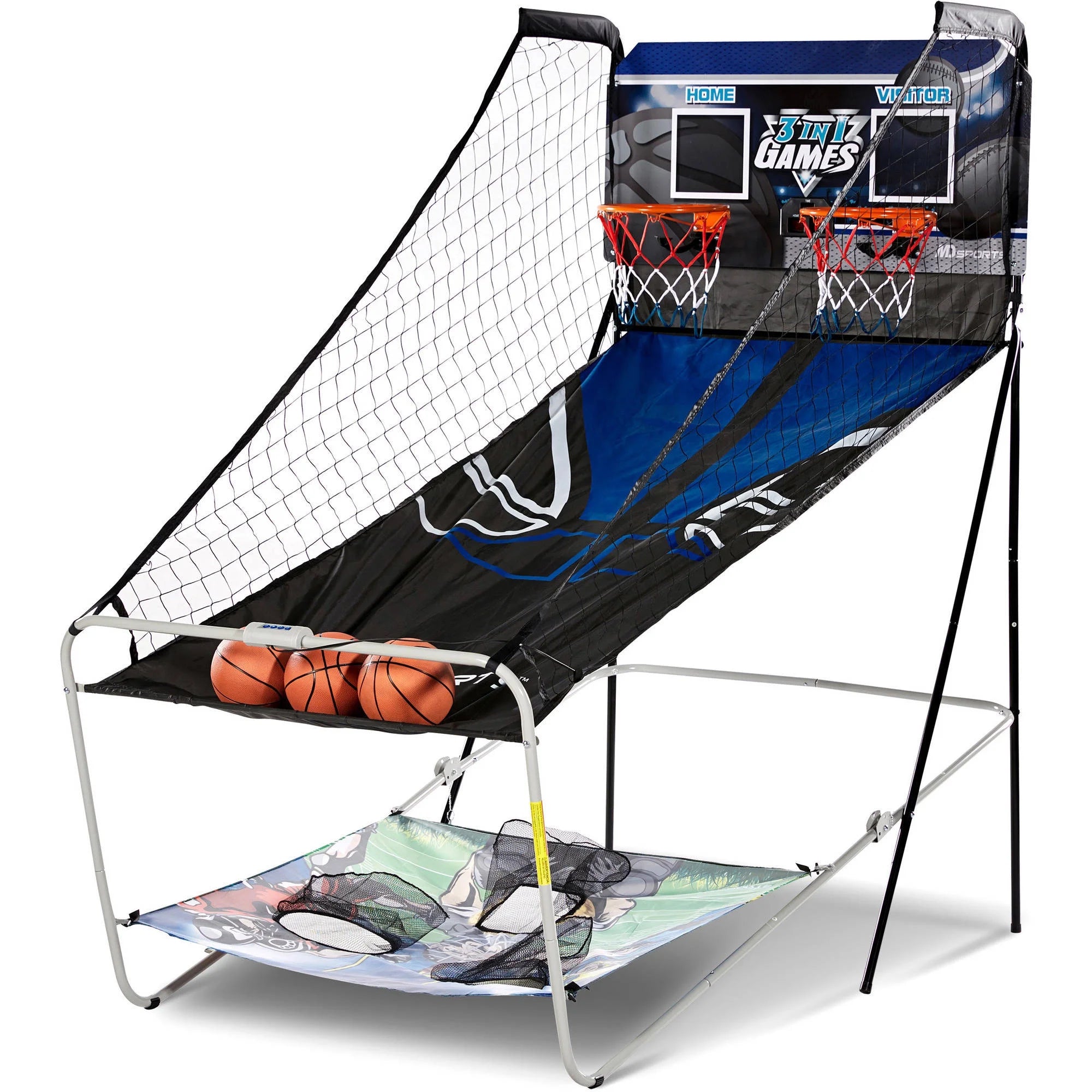 Ultimate 3-In-1 Arcade Sports Game: Basketball, Football & Baseball with LED Scoring by
