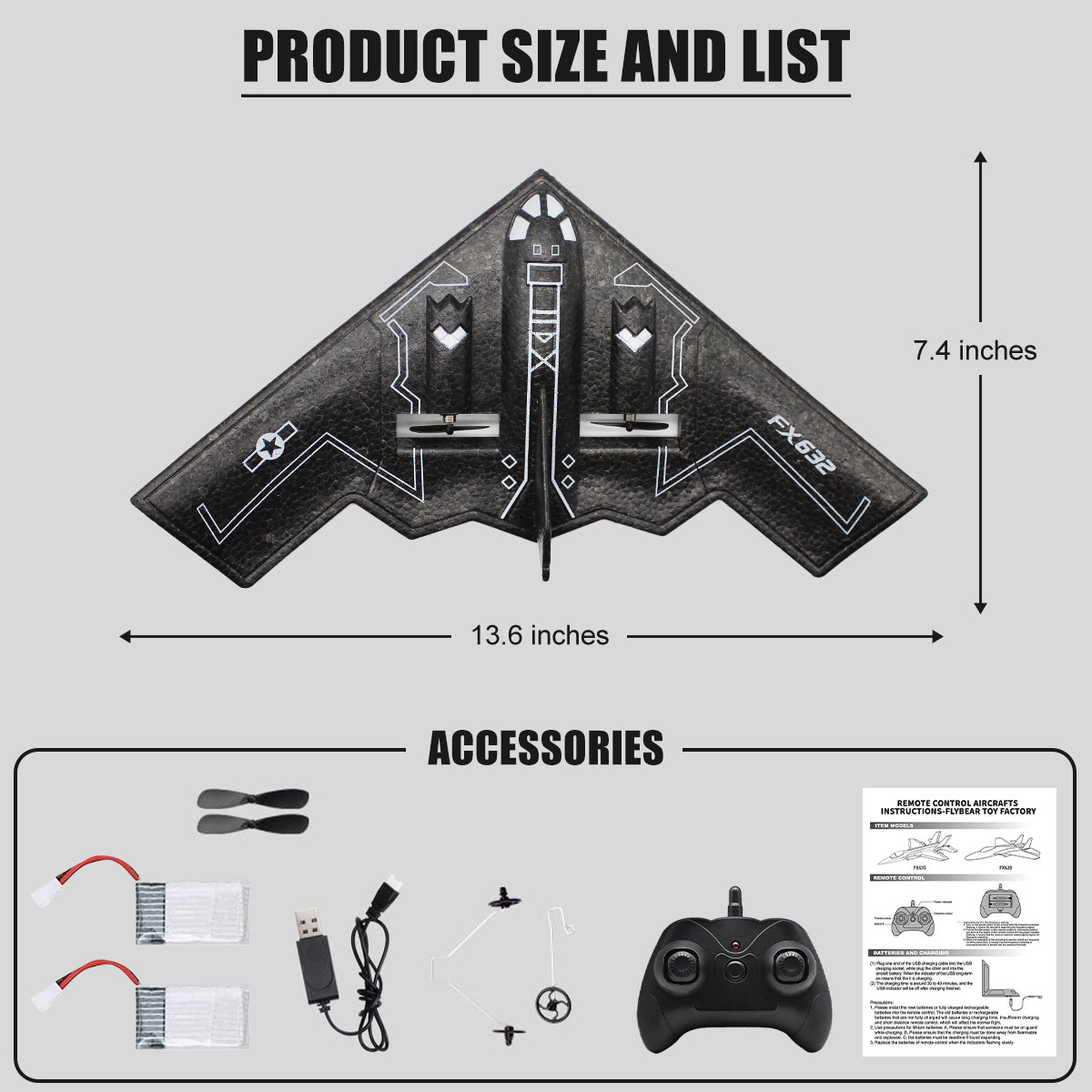 B2 Spirit Remote Control Plane - Ultimate RC Experience for Adults & Teens (Includes 2 Batteries)