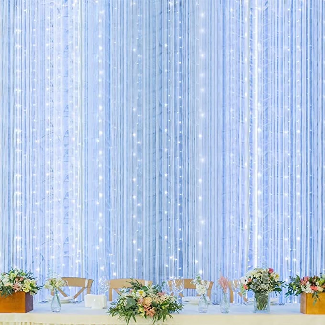 Christmas Lights, 300 LED Christmas Curtain Lights for Christmas Decoration, White, 8 Modes for Indoor Outdoor Wall & Party Décor