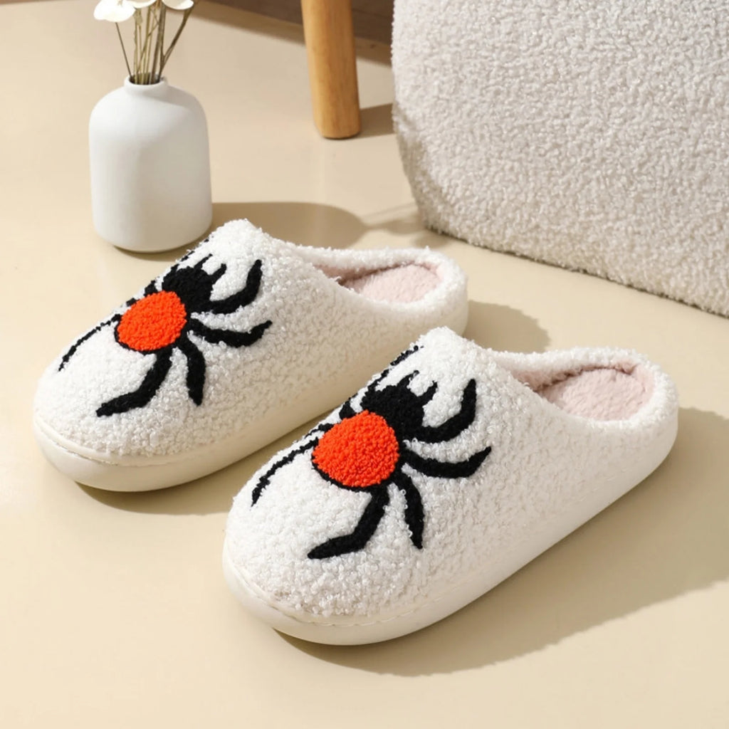 Adorable Ghost Plush Slippers for Halloween - Comfy Slip-On House Shoes for Men and Women