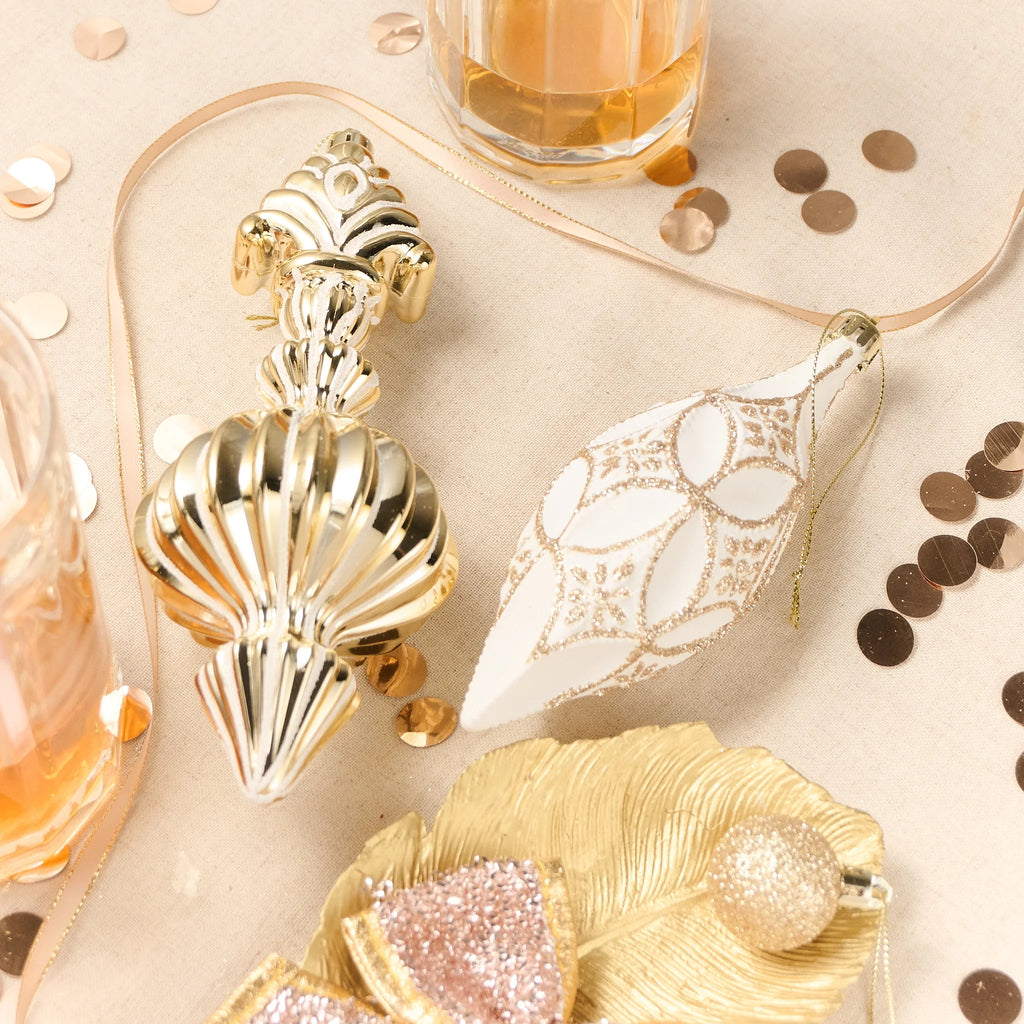 80Ct Christmas Ornaments Set, White Gold Christmas Tree Ornaments for Holiday Party Decor