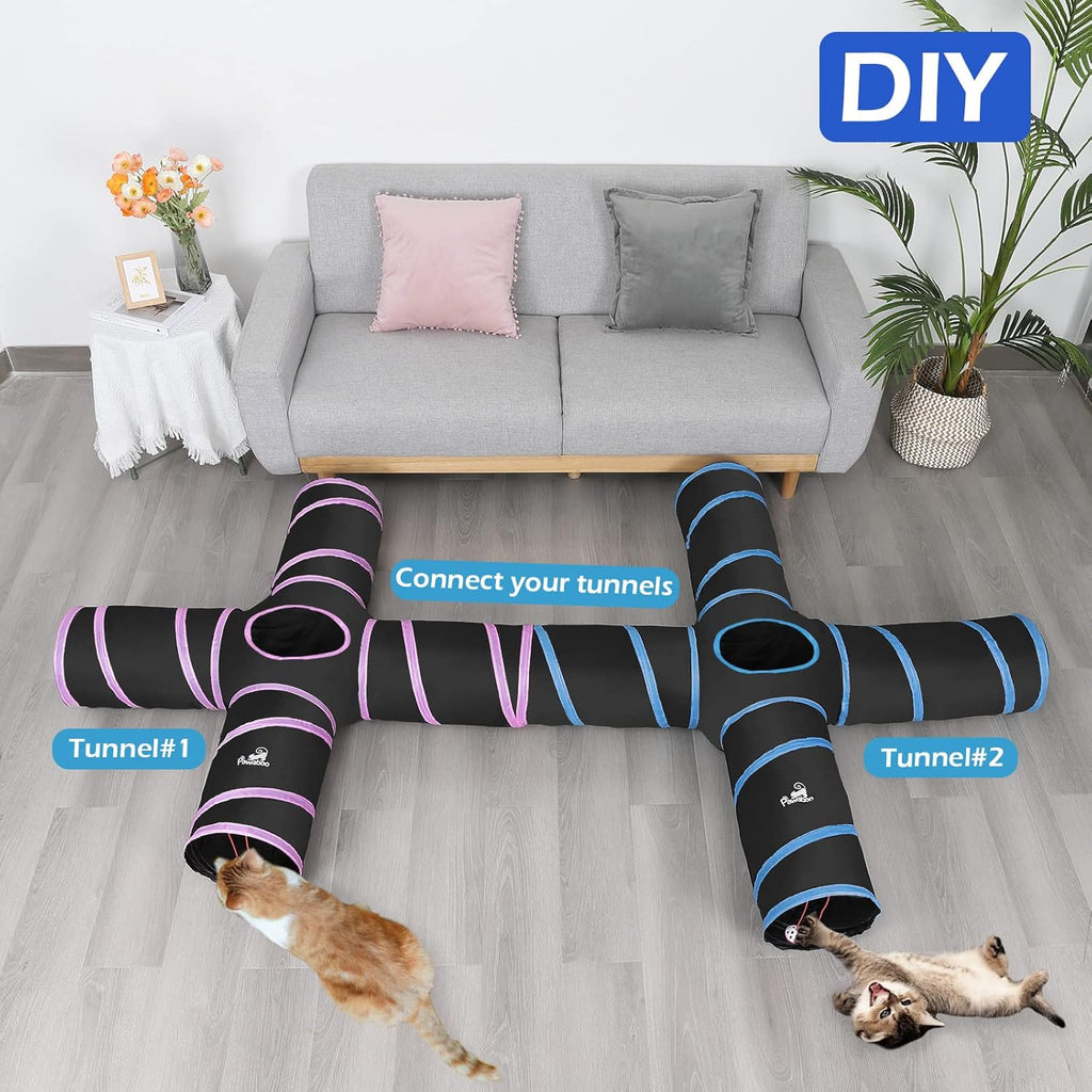 INTERACTIVE 4-WAY CAT TUNNEL & PLAY TENT