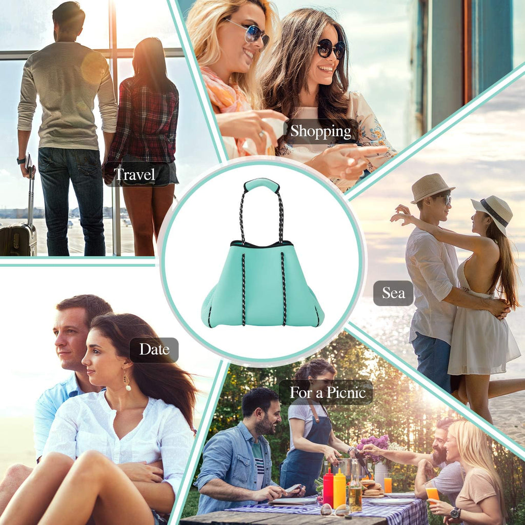 Large Waterproof Neoprene Beach Bag - Versatile Shoulder Bag for Travel, Gym, and Swimming