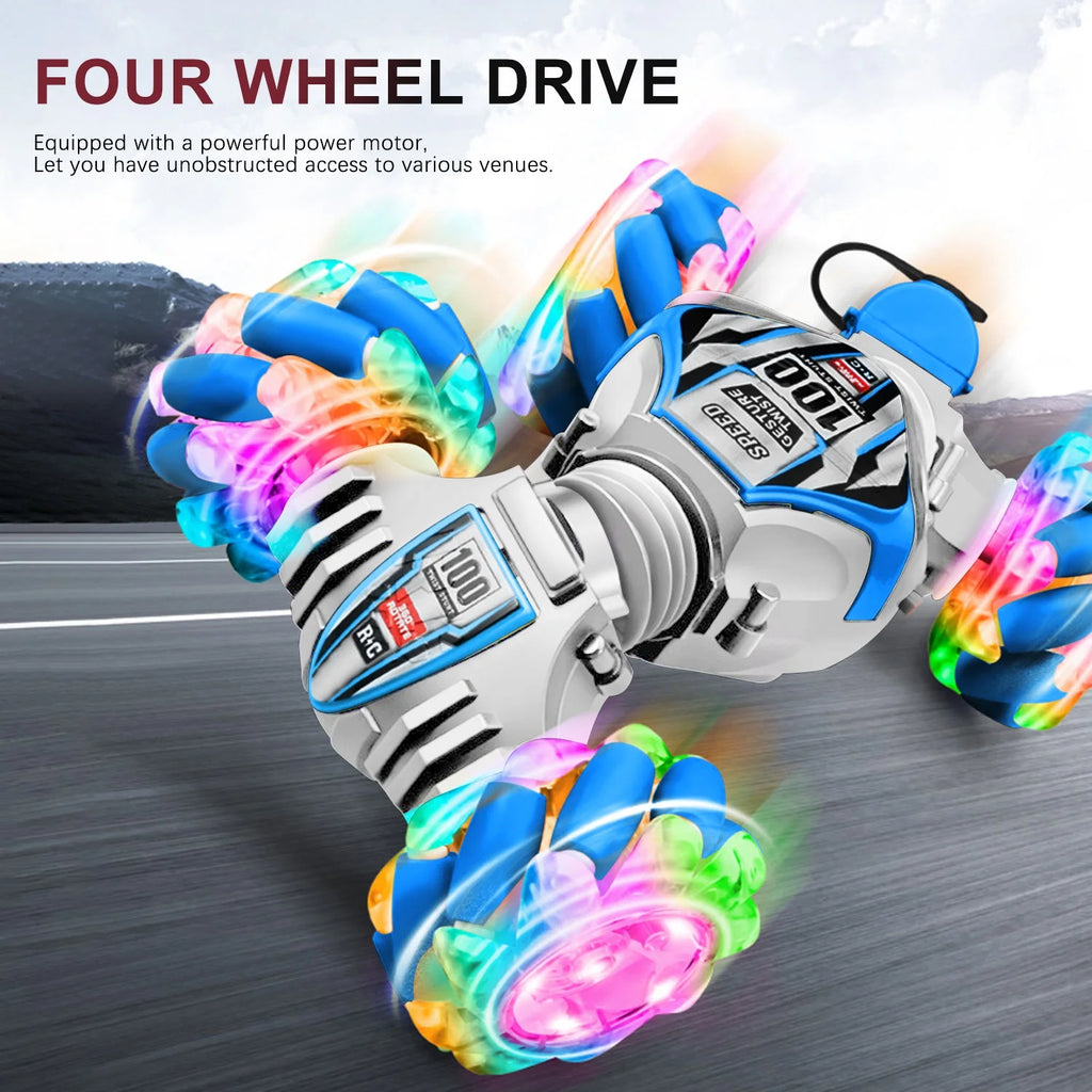4WD Remote Control Stunt Car with Gesture Sensor, 2.4GHz Double-Sided Off-Road Vehicle Featuring Lights and Music, Ideal for Boys and Girls' Birthdays