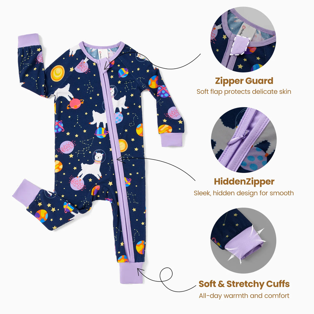 Baby Clothes Viscose from Bamboo Baby Pajamas Snug Fit Footless Zip Bodysuits Baby Sleep N Play Pajamas for Newborn Girl 2Pack,3-6 Months