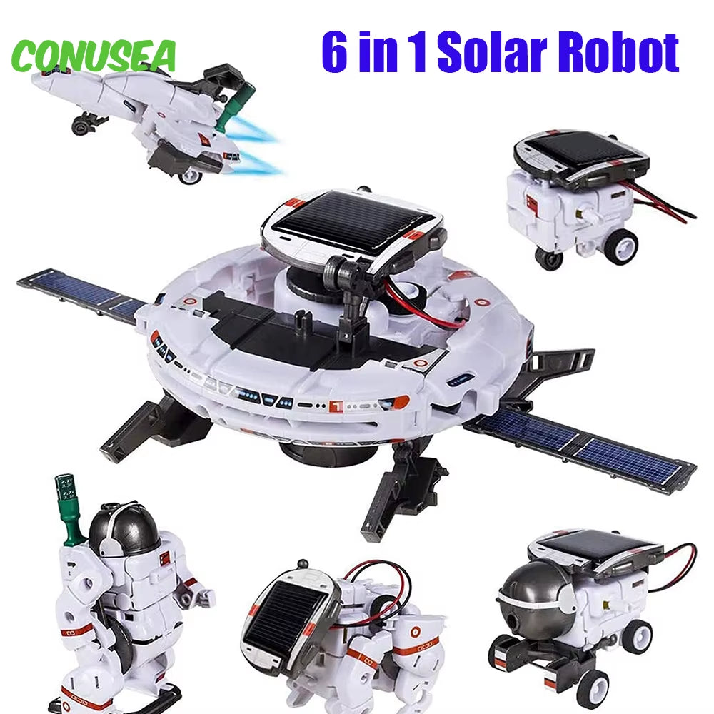 Creative 6 in 1 Solar Robot Car Space Ship Toys Technology Science Kits Energy Technological Gadgets Scientific Toy Boys