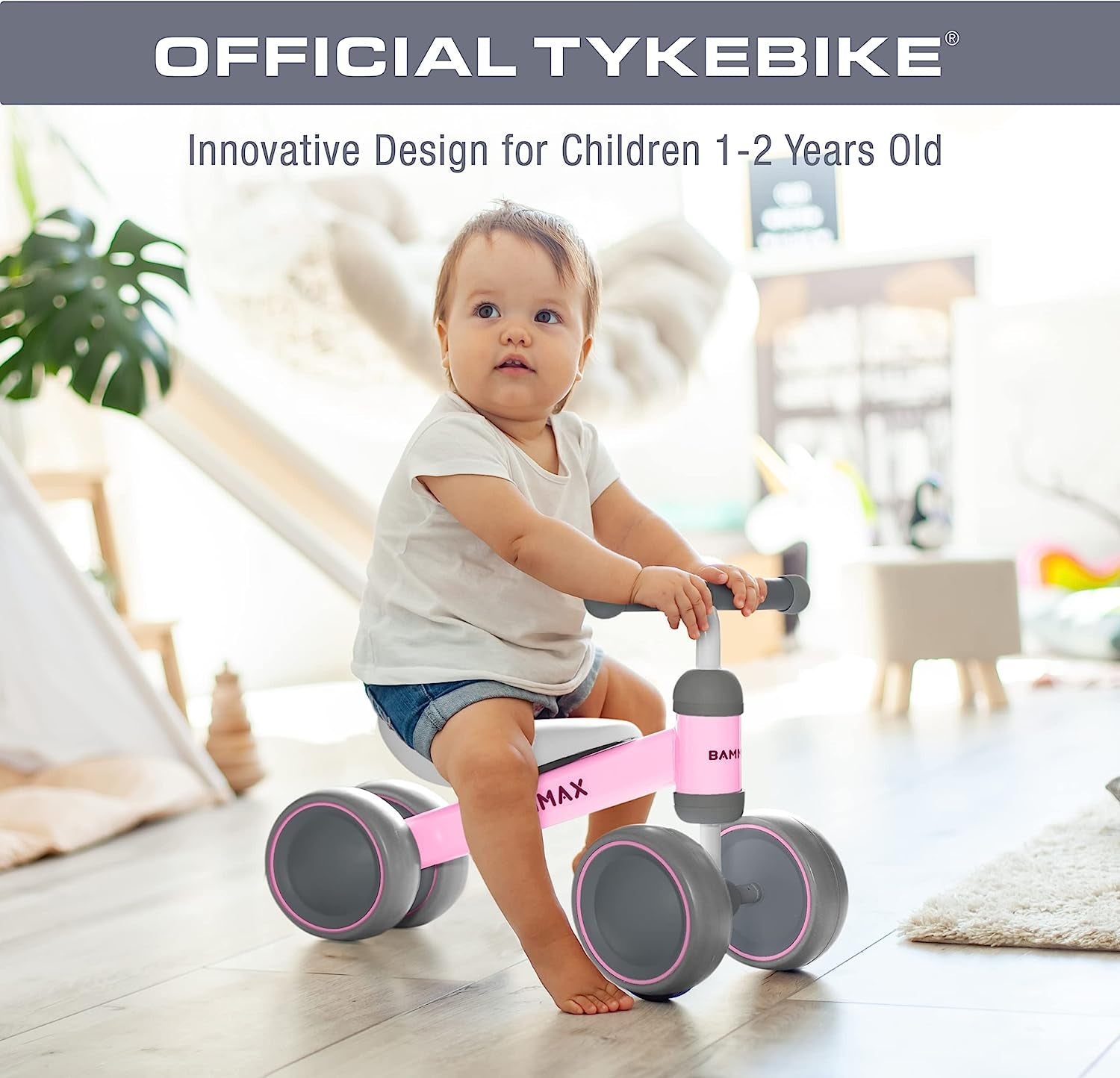 Tykebike® Toddler Balance Bike | Lightweight Steel Ride-On Toy for Ages 1-2 | Easy Glide Wheels & Enhanced Steering for Indoor/Outdoor Use