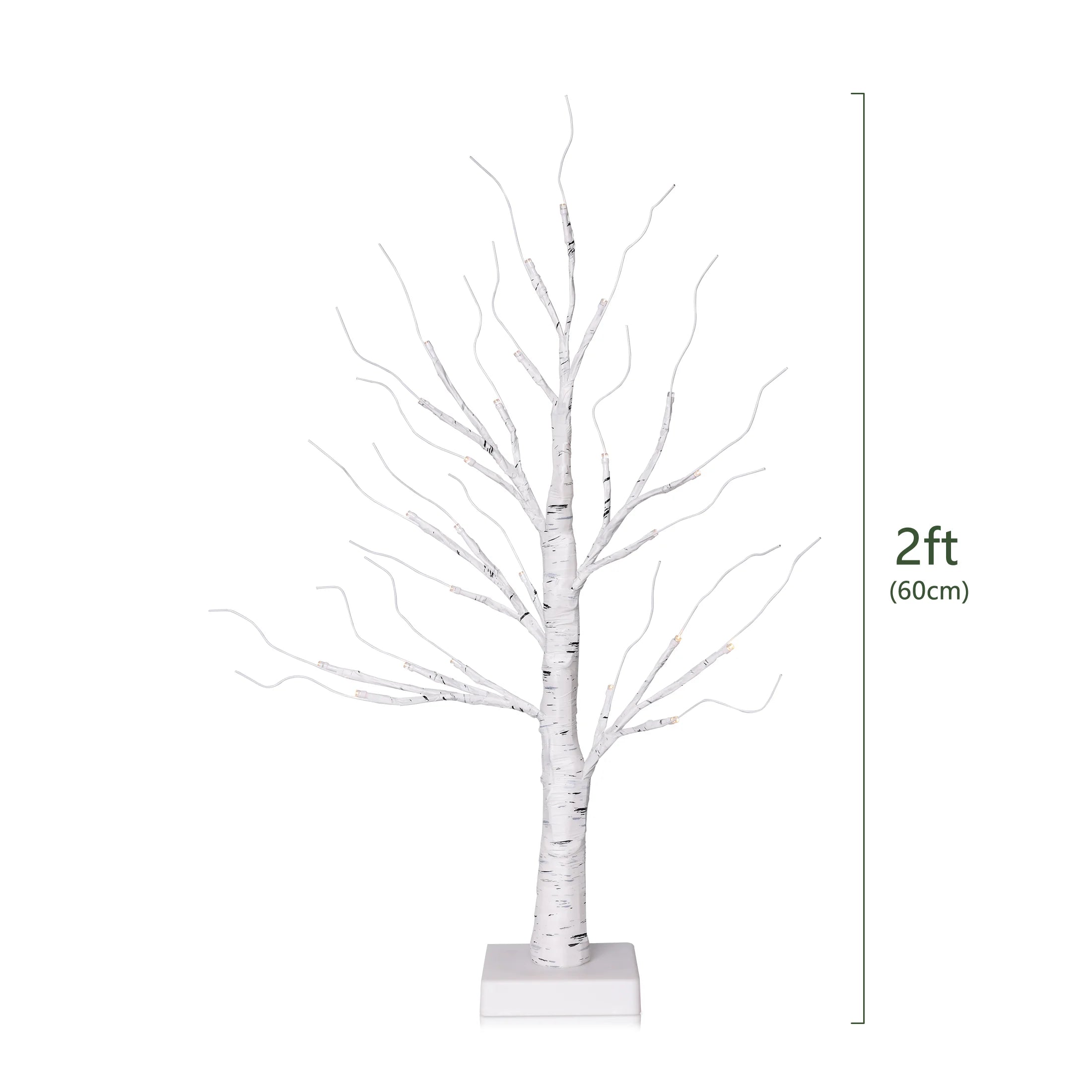 2Pack Christmas Tree Decorations - Birch Fairy Light Spirit Trees with 24 LED Warm White Lights, Usb/Battery Powered Indoor Holiday Decor, 2 FT