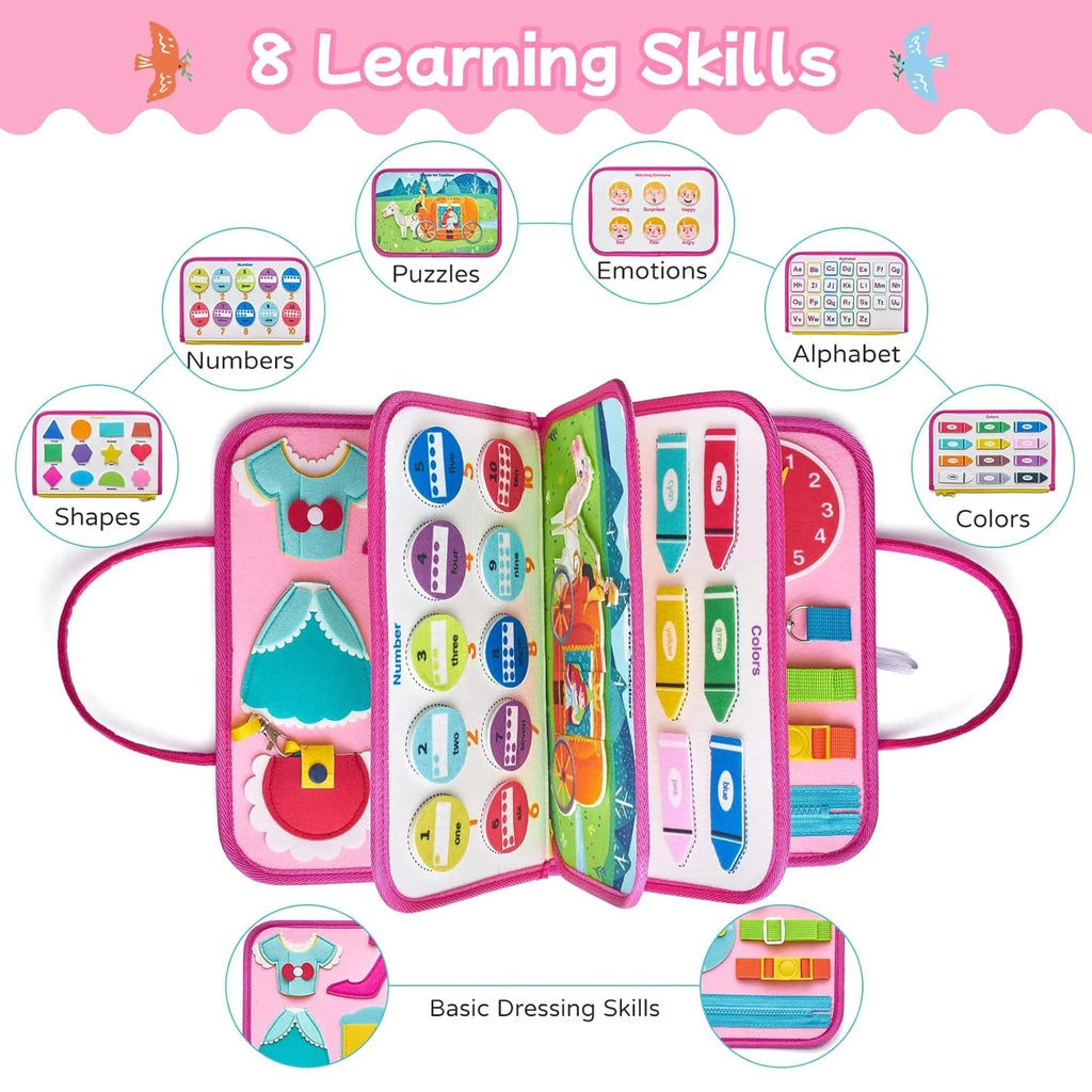 BUSY BOARD FOR TODDLERS AGES 1-3. MONTESSORI EDUCATIONAL TOY