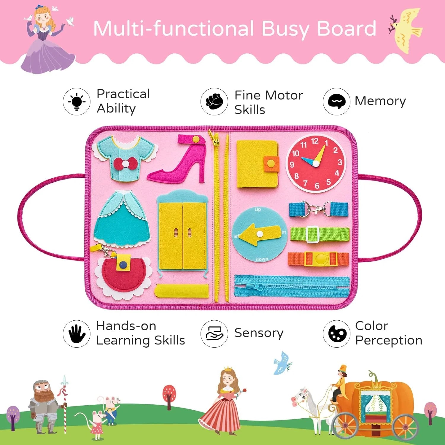 BUSY BOARD FOR TODDLERS AGES 1-3. MONTESSORI EDUCATIONAL TOY